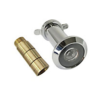 Smith & Locke Chrome effect Galvanised Brass 200° Door viewer, (Dia)25.9mm