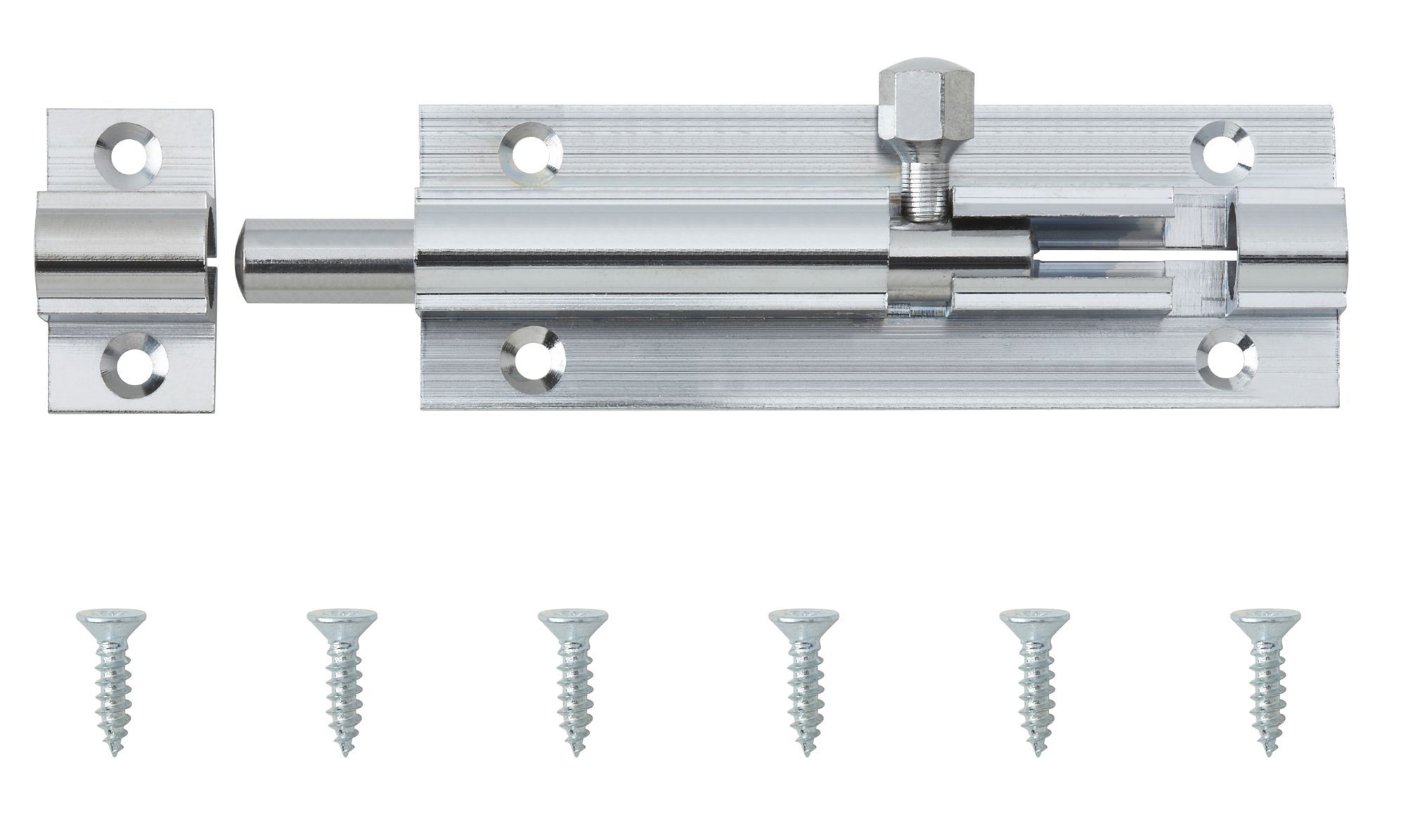 Smith & Locke Chrome-plated Silver Brass Barrel Door bolt N235 (L)76mm (W)25mm