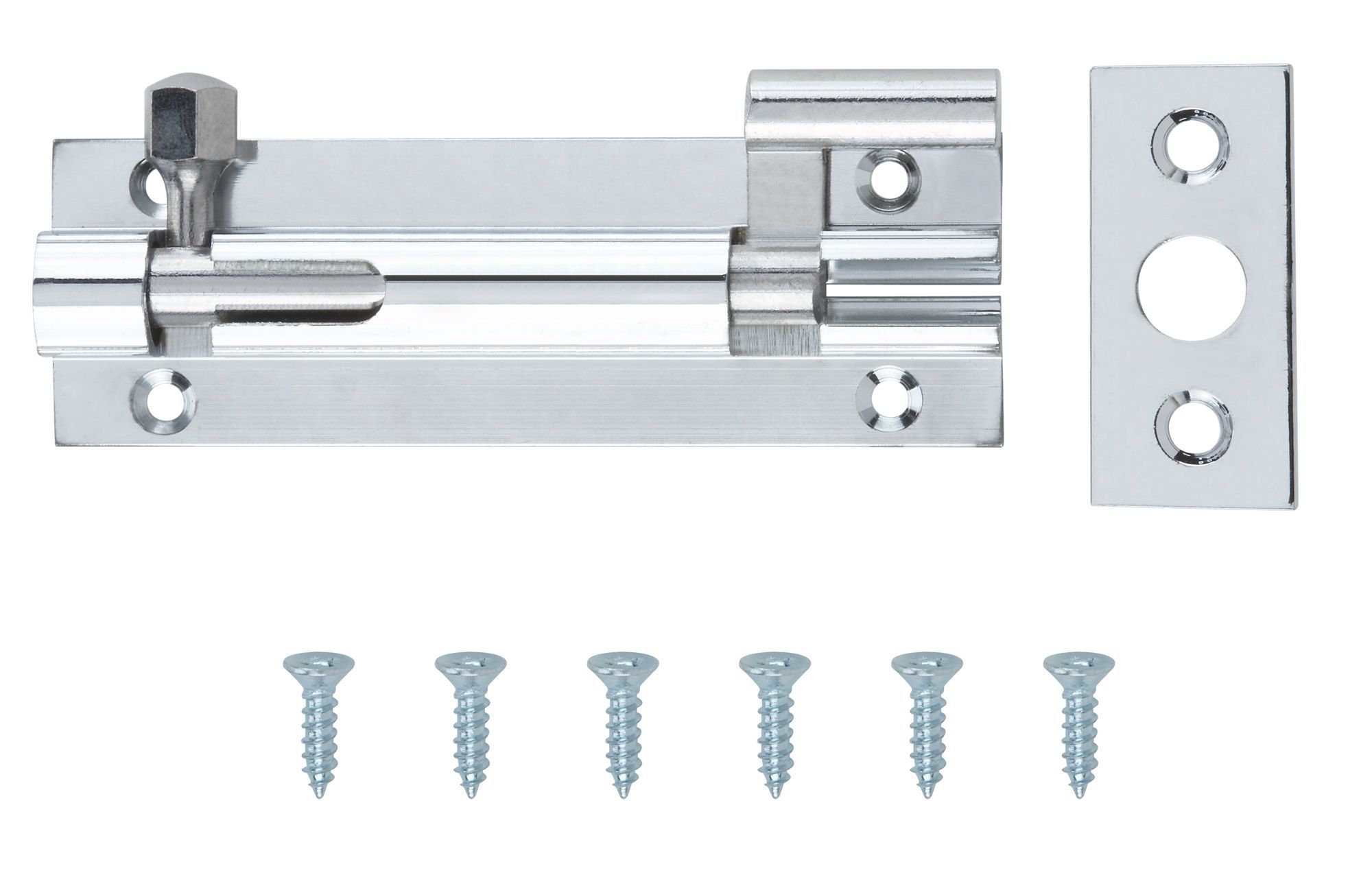 Smith & Locke Chrome-plated Silver Brass Barrel Door bolt N238 (L)76mm (W)25mm