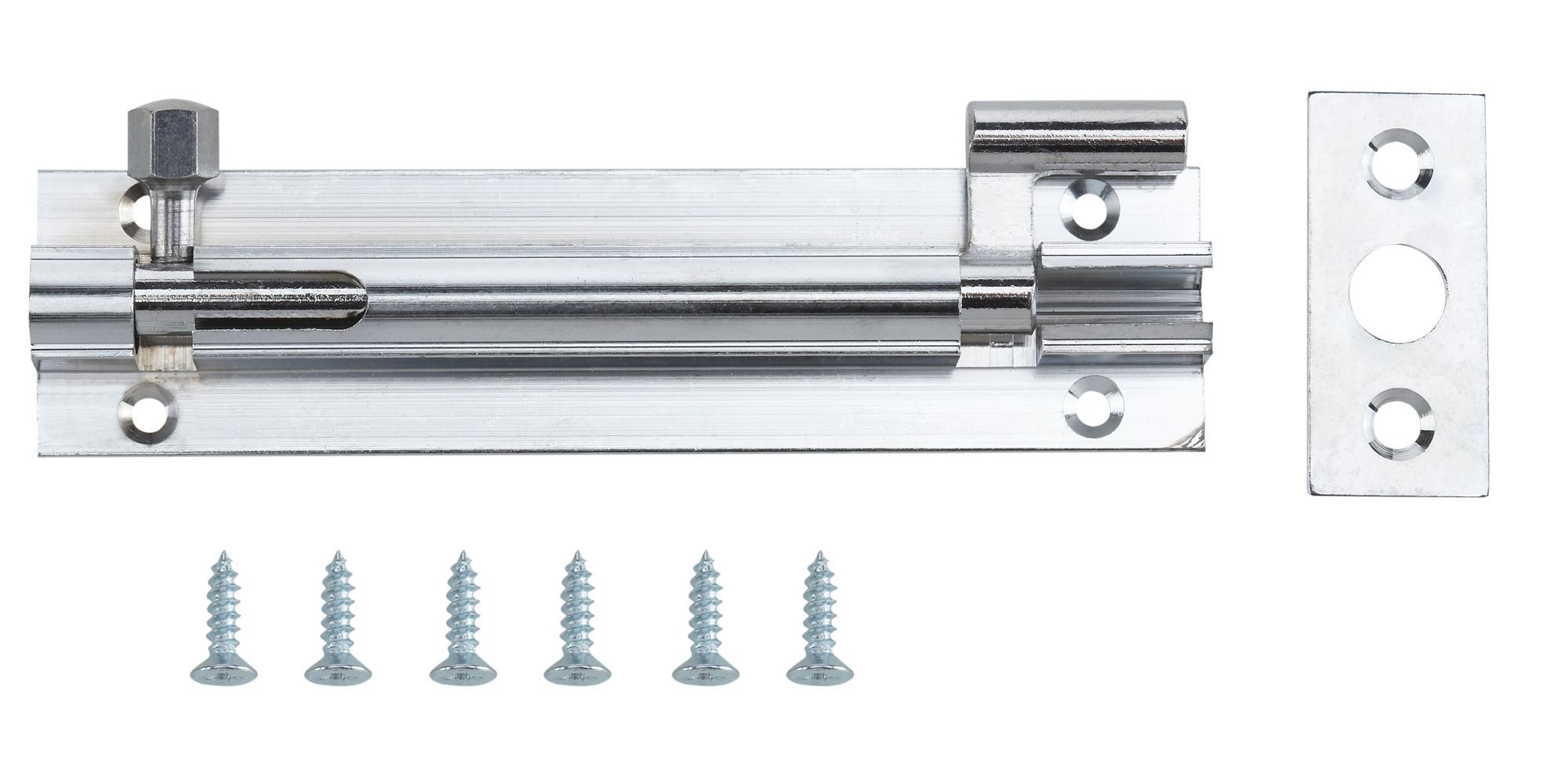 Smith & Locke Chrome-plated Silver Brass Barrel Door bolt N239 (L)102mm (W)26mm