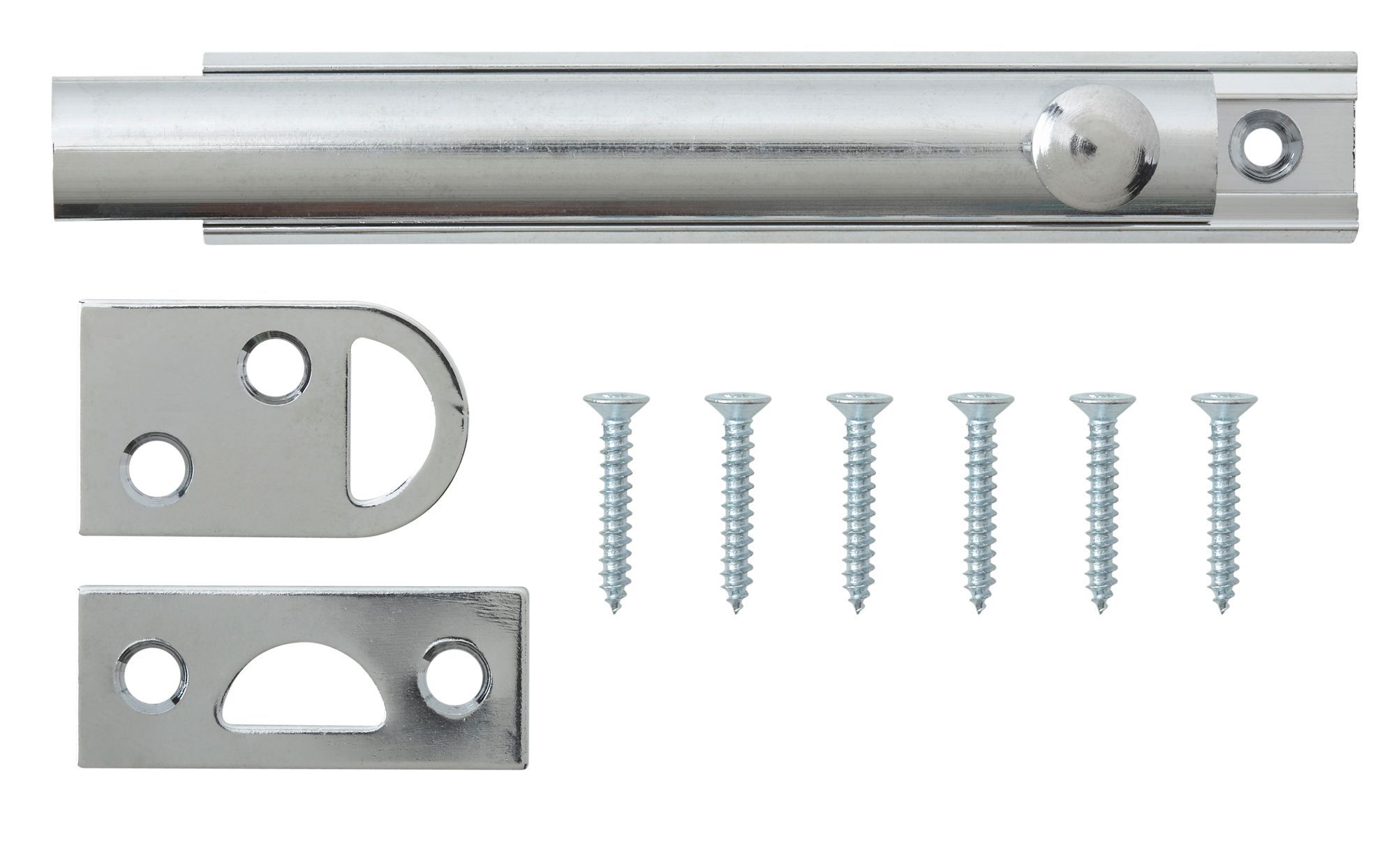 Smith & Locke Chrome-plated Silver Brass Flush Surface Door bolt N269 (L)100mm (W)15mm