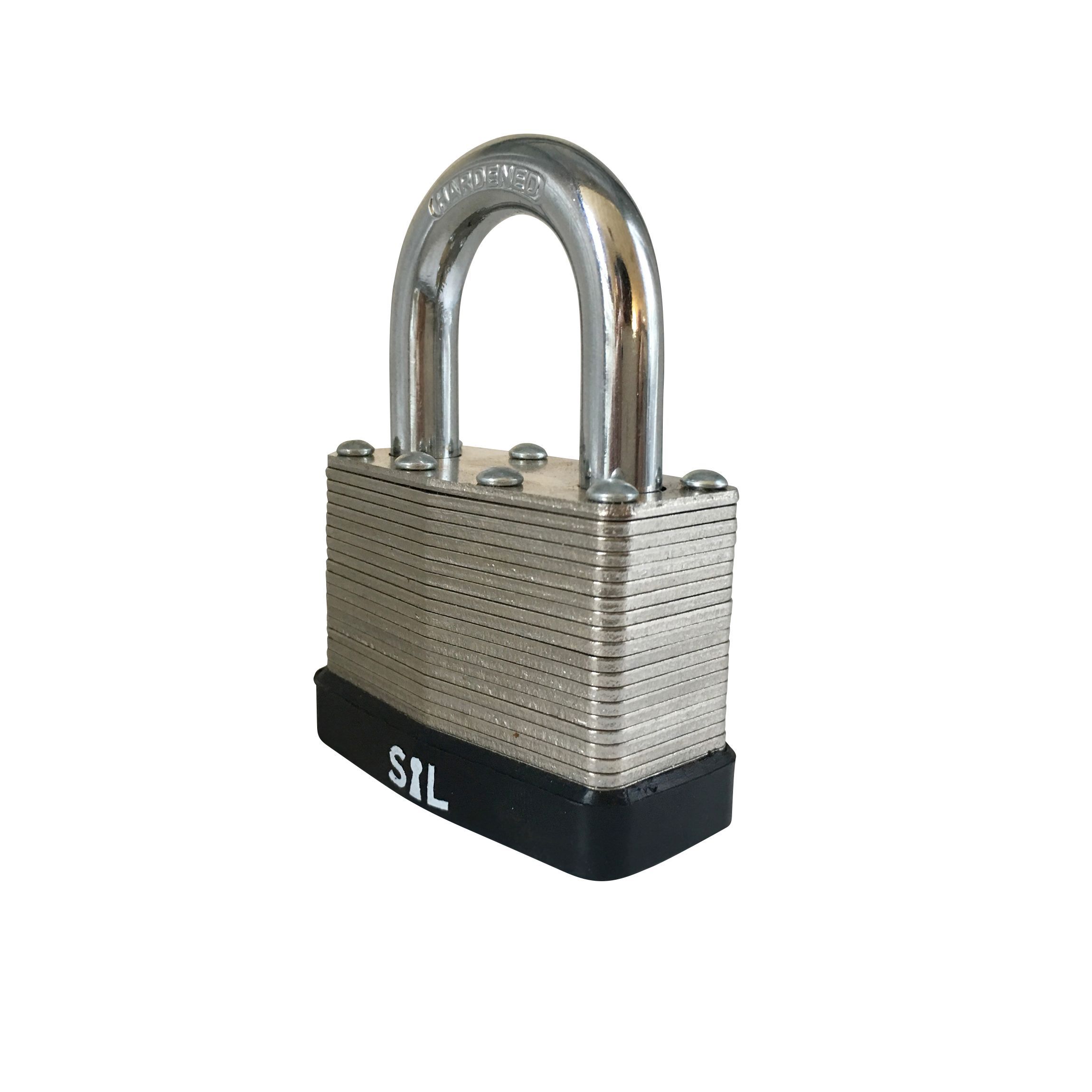 Smith & Locke Laminated Steel Black Cylinder Open shackle Padlock (W