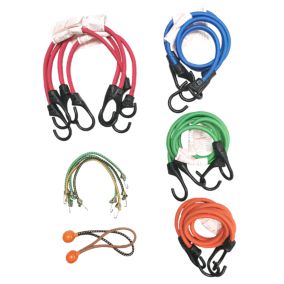 Smith & Locke Multicolour Bungee cord set with hooks (L)1000mm, Set of 16