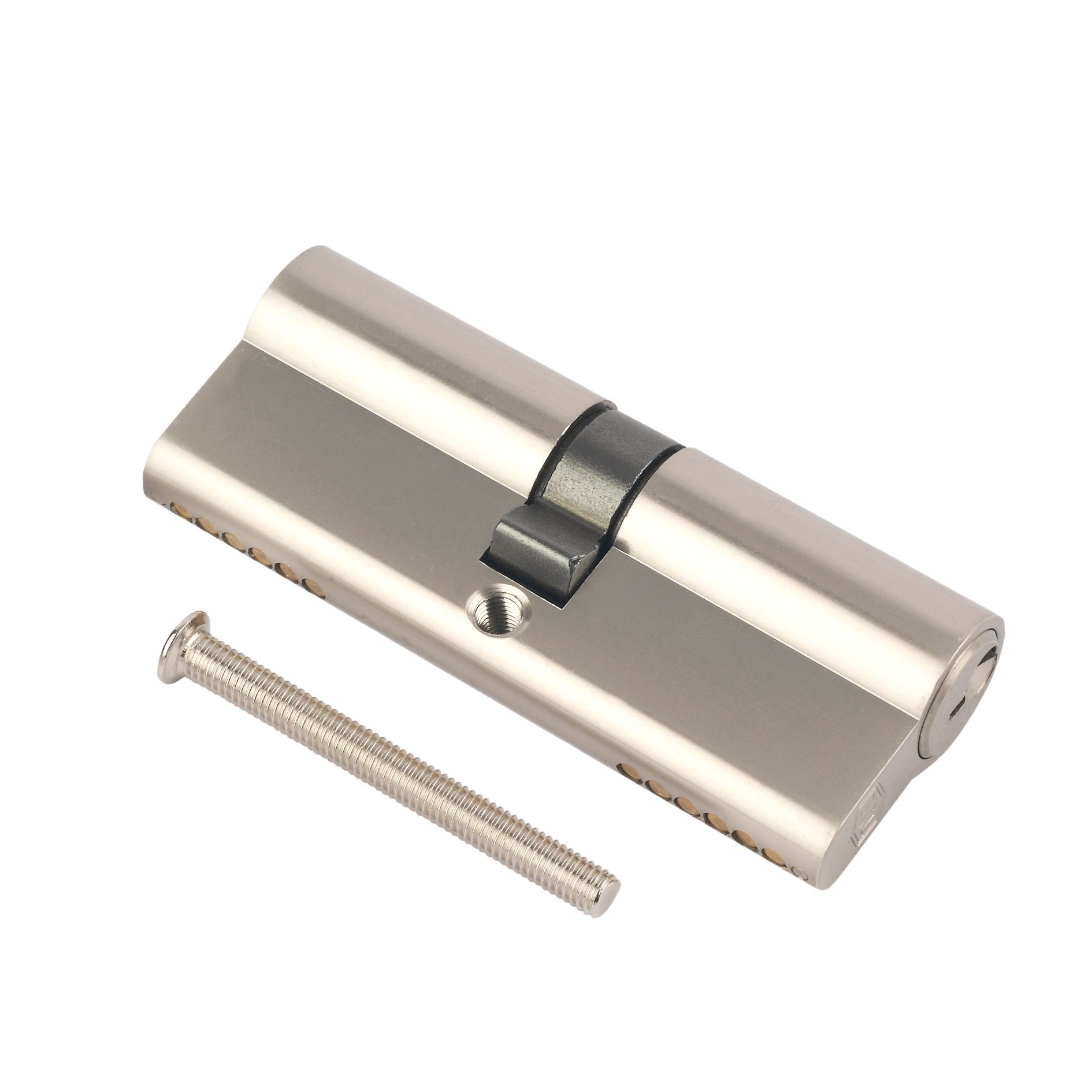 Smith & Locke Nickel effect Brass Single Euro Cylinder lock 50/50, (L)100mm (W)33mm