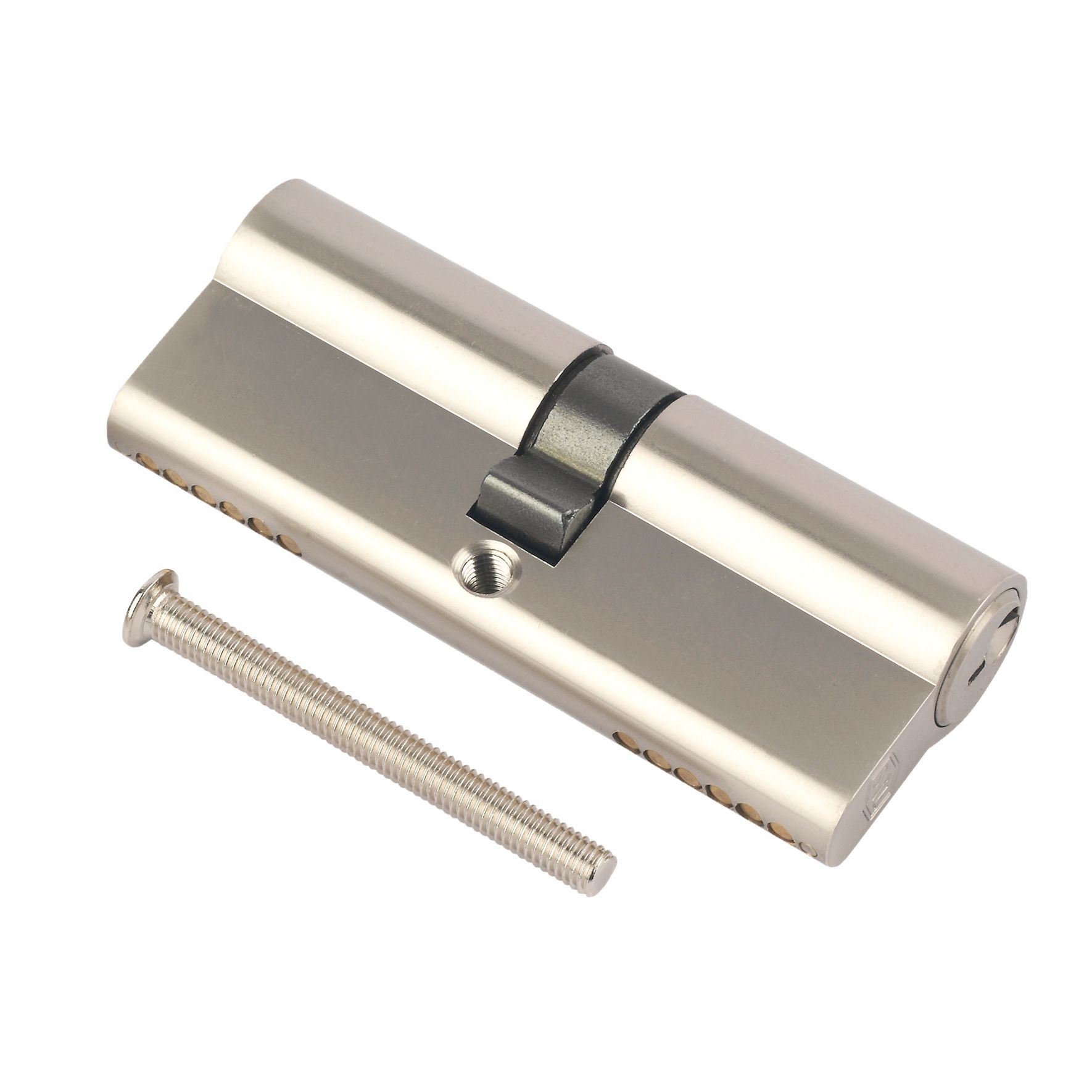 Smith & Locke Nickel effect Brass Single Euro Cylinder lock, (L)70mm (W)33mm