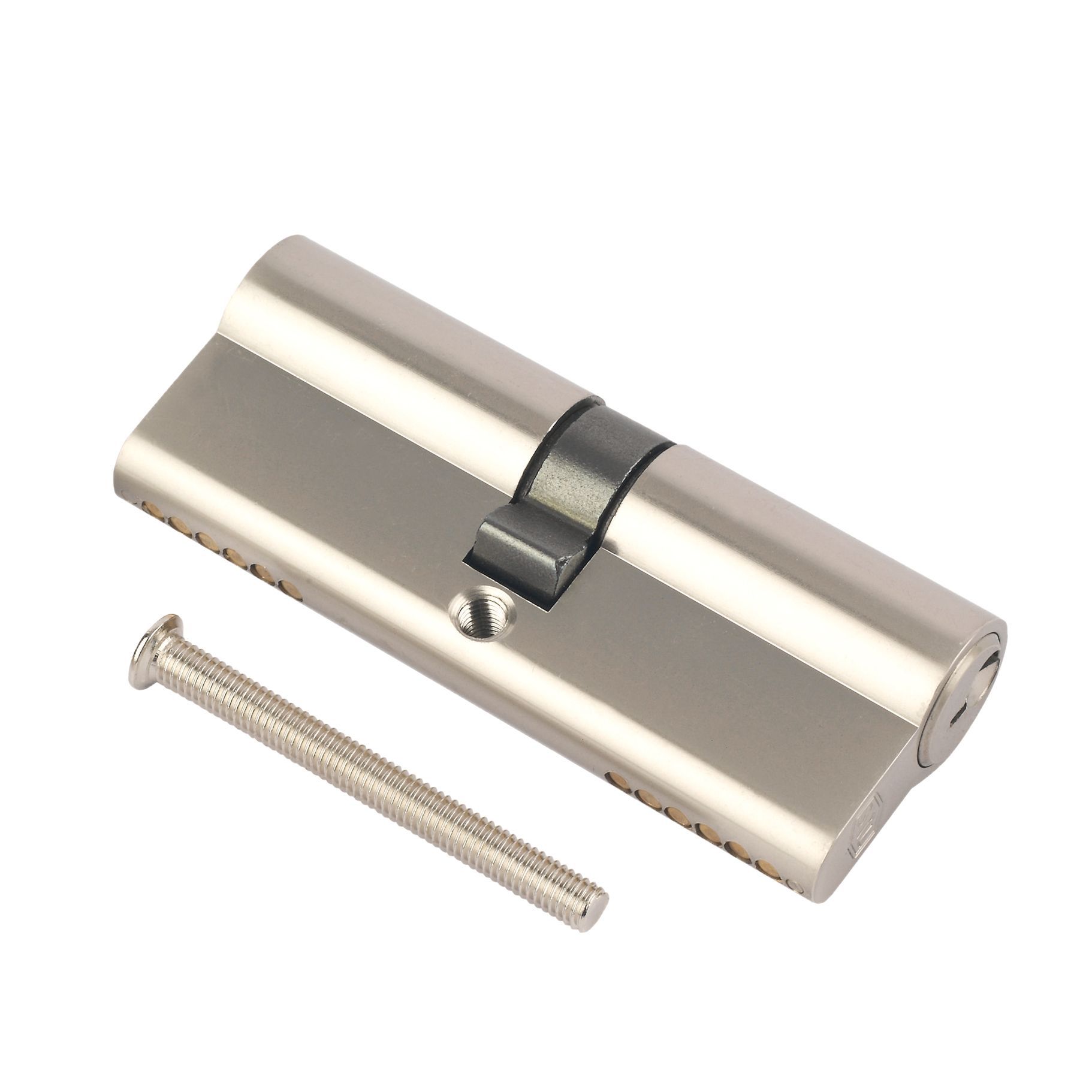 Smith & Locke Nickel effect Brass Single Euro Cylinder lock, (L)80mm (W ...