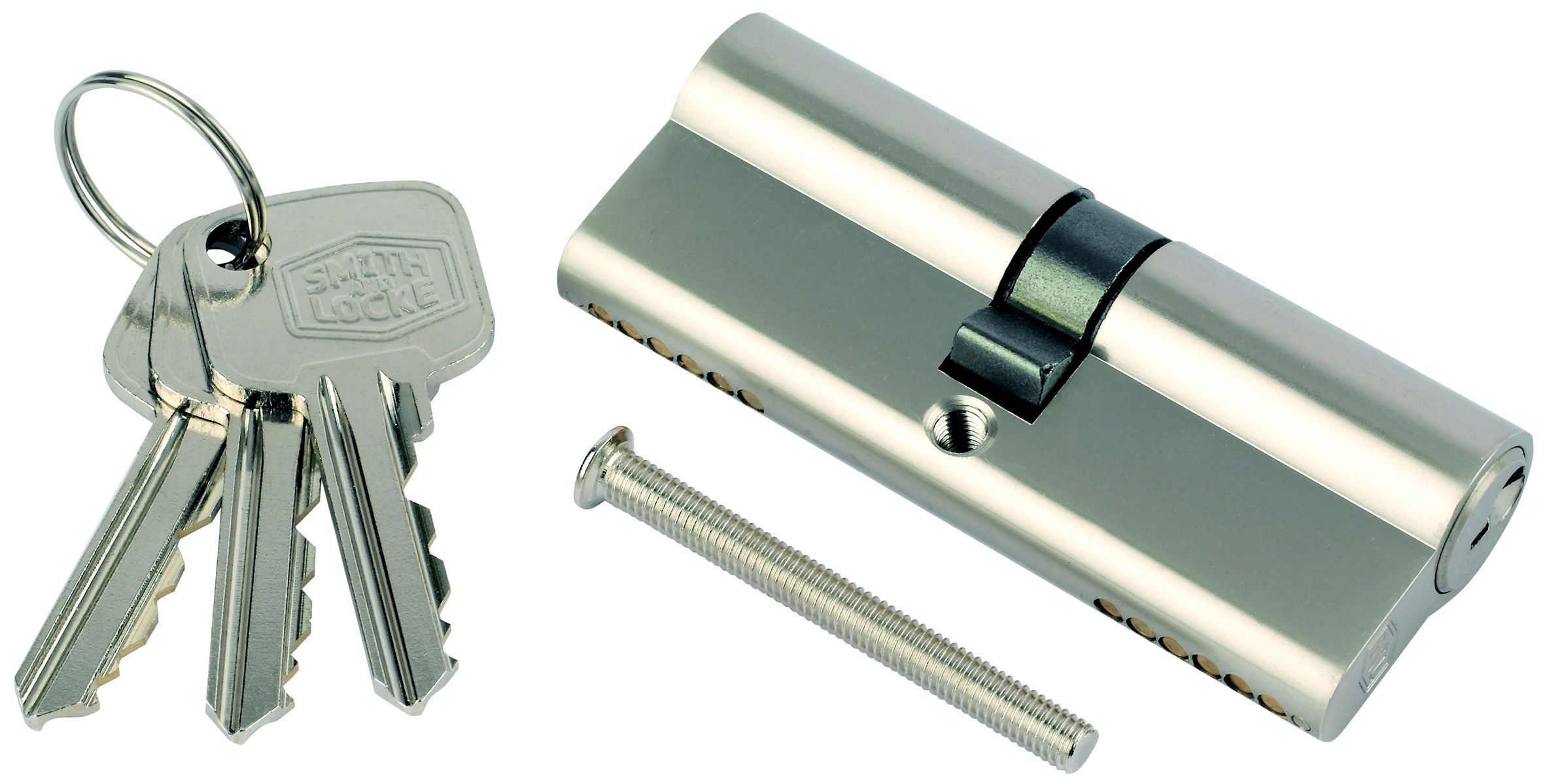 Smith & Locke Nickel effect Brass Single Euro Cylinder lock, (L)80mm (W)33mm