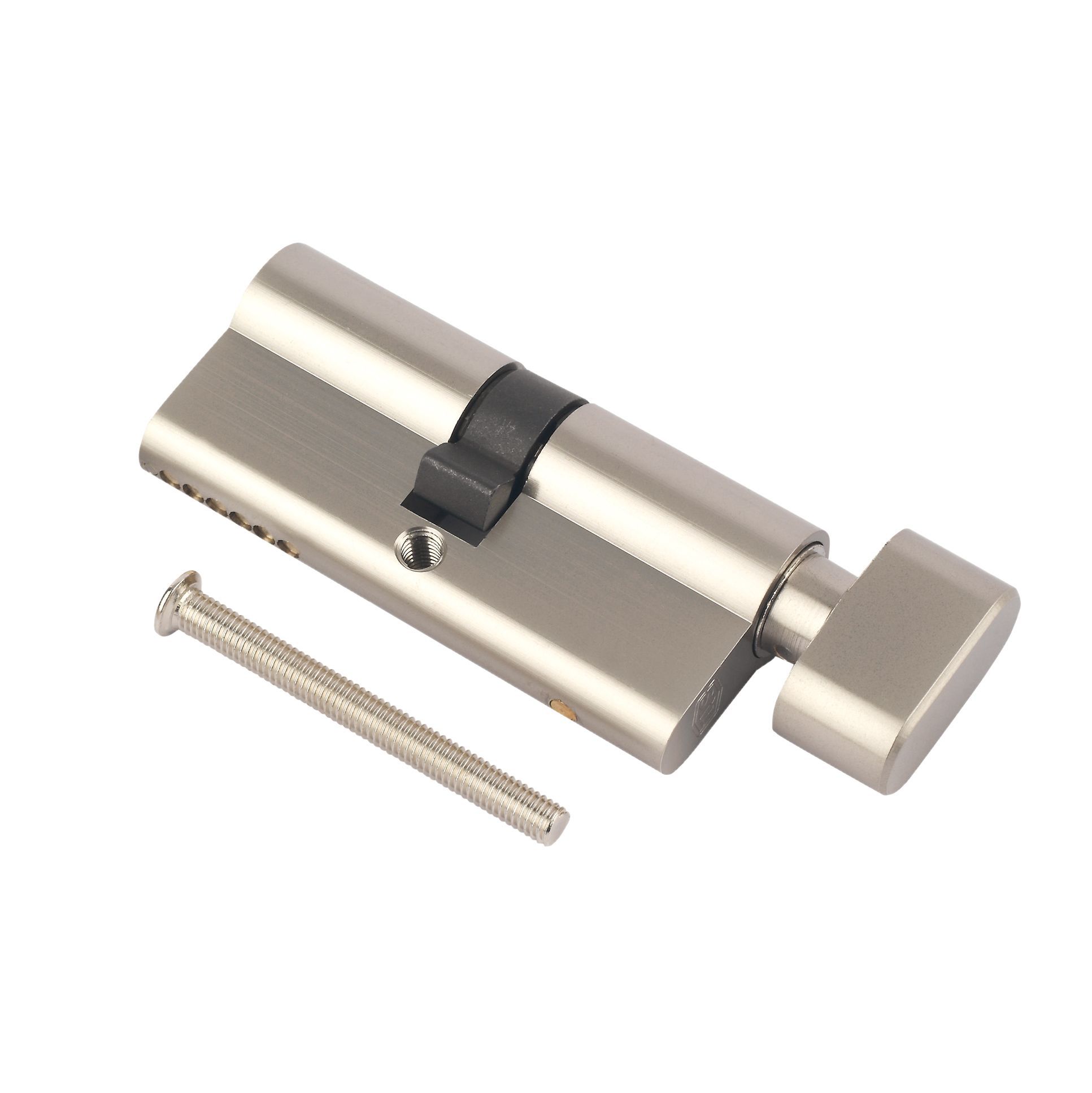 Smith & Locke Nickel effect Brass Single Euro Thumbturn Cylinder lock, (L)70mm (W)33mm