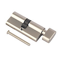 Smith & Locke Nickel effect Brass Single Euro Thumbturn Cylinder lock, (L)80mm (W)33mm