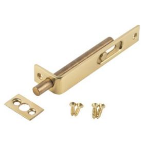 Smith & Locke Polished Brass effect Brass Surface Door bolt (L)100mm