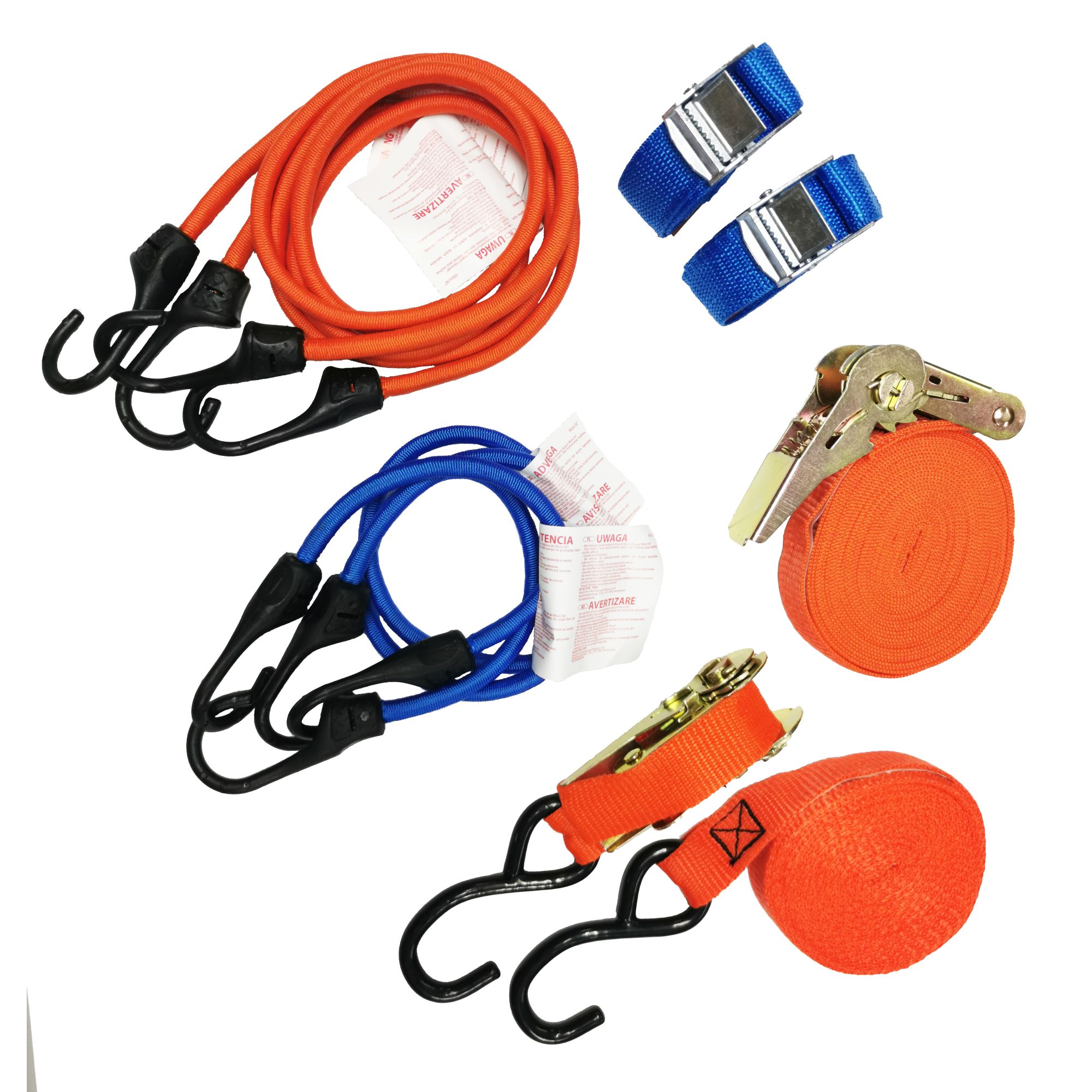 Smith & Locke Ratchet tie down & bungee set, Set of 8