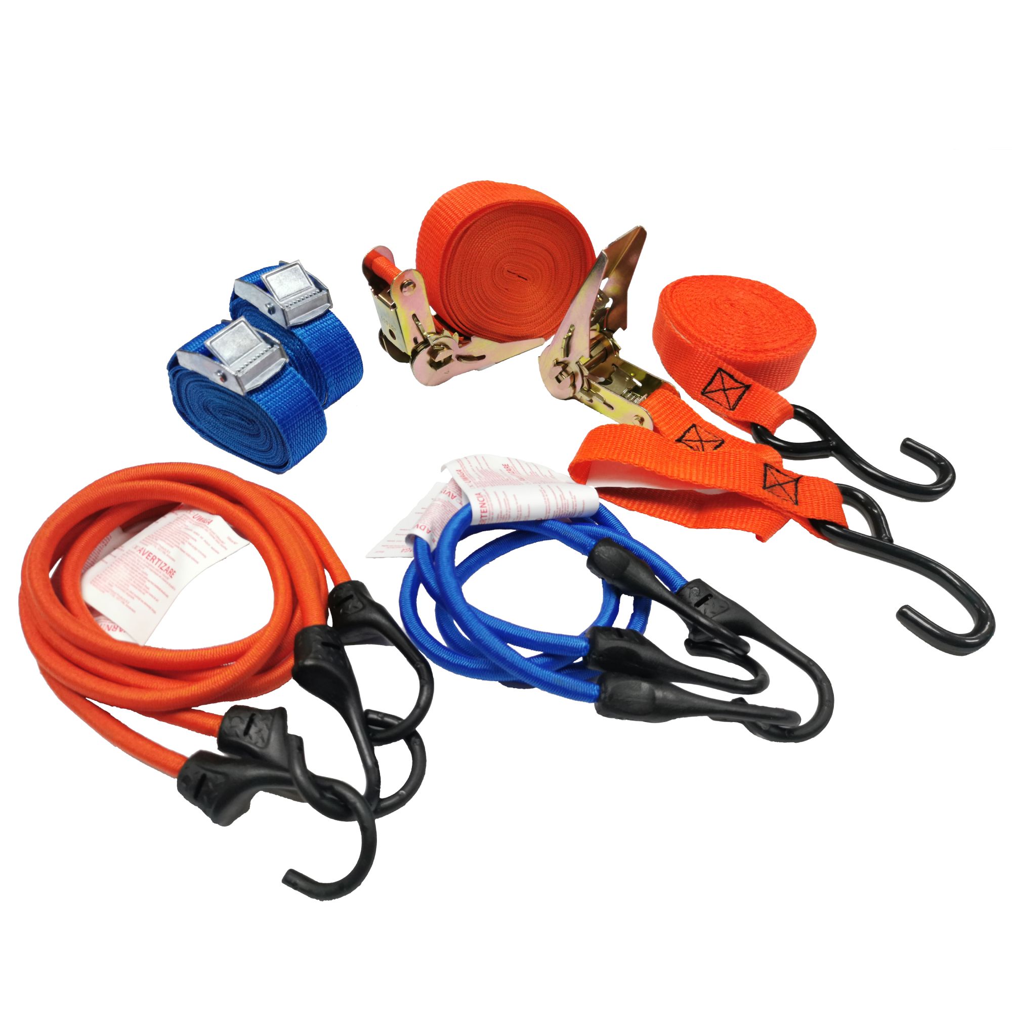 Smith & Locke Ratchet tie down & bungee set, Set of 8