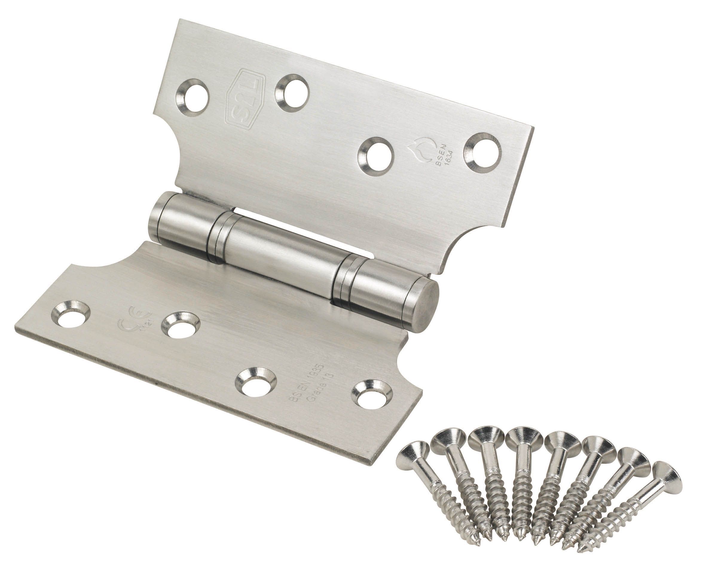 Smith & Locke Satin Grade 13 Parliament Fire door hinge, Pack of 2