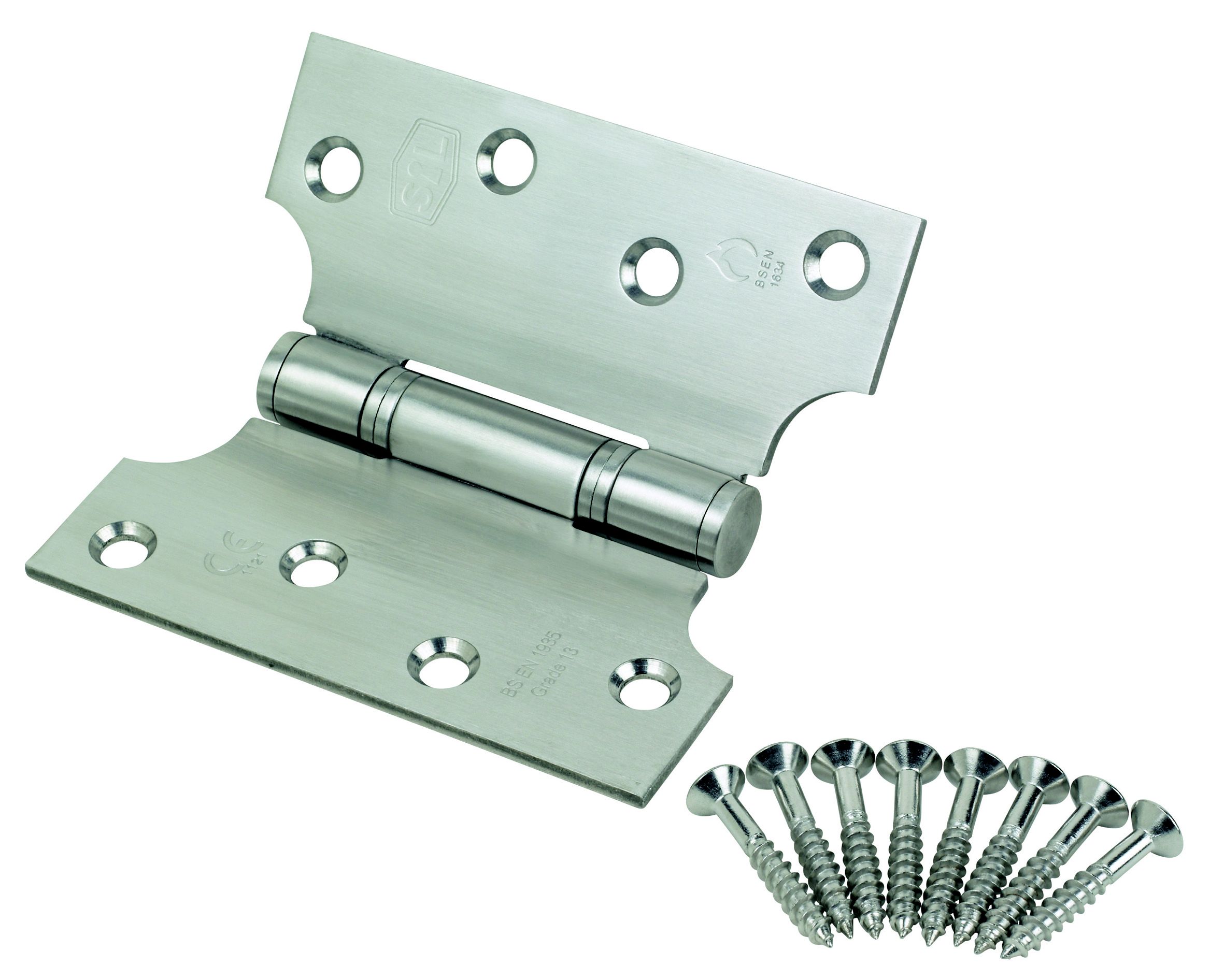 Smith & Locke Satin Grade 13 Parliament Fire door hinge, Pack of 2