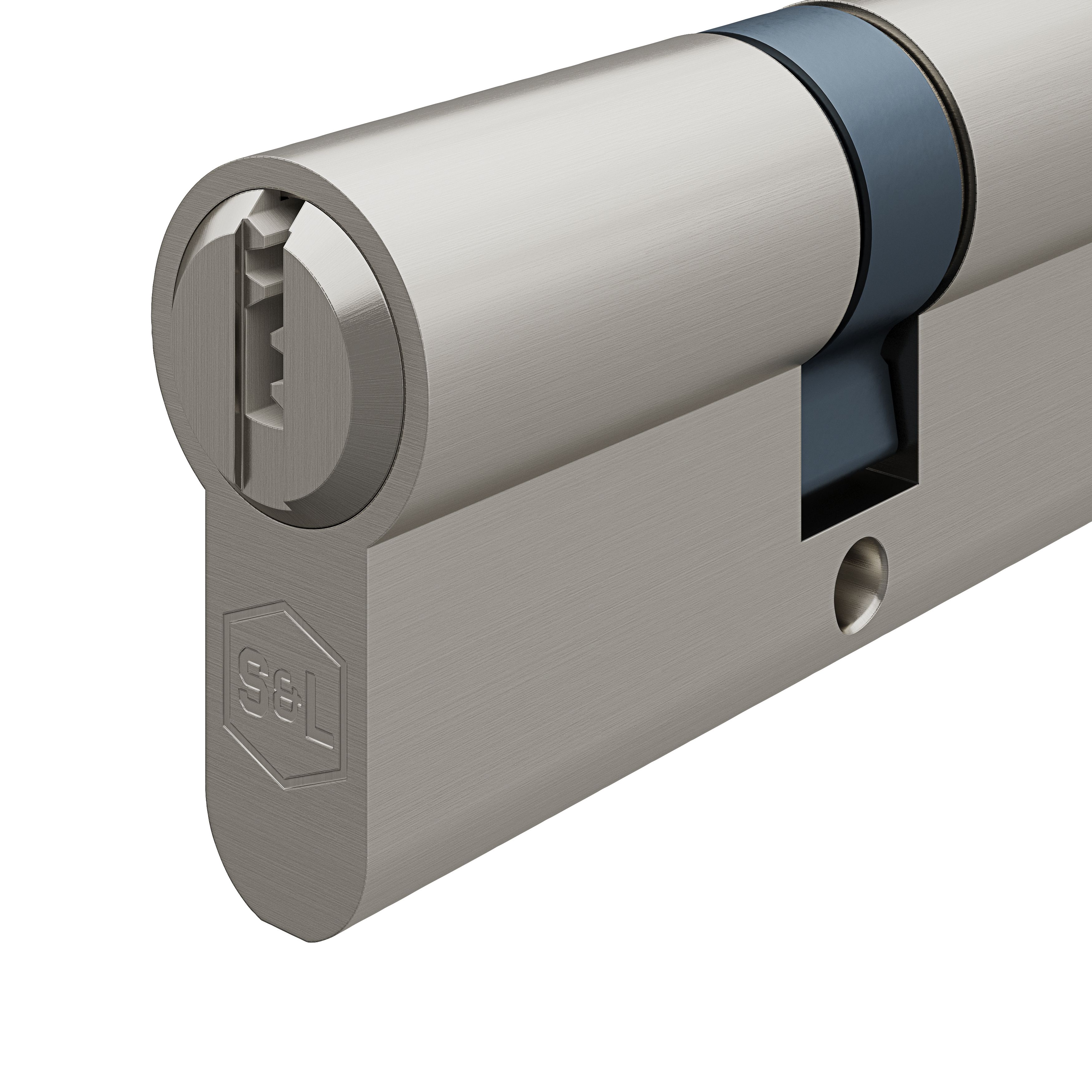 Smith & Locke Satin Nickel-plated Brass Not fire-rated Euro Cylinder lock 35/45, (L)80mm (W)17mm