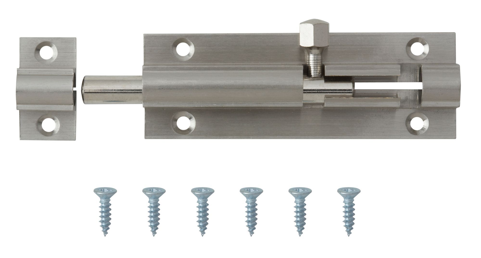 Smith & Locke Satin Nickel-plated Silver Brass Barrel Door bolt N231 (L)76mm (W)25mm