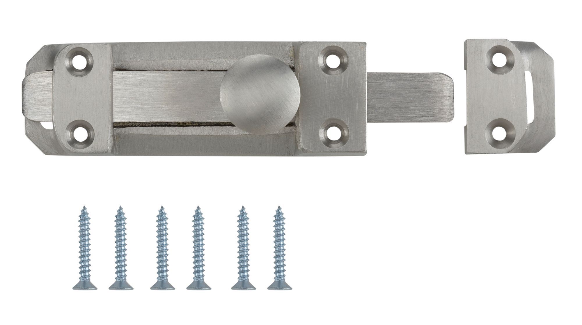 Smith & Locke Satin Nickel-plated Silver Zamak Flat Straight Door bolt N263 (L)102mm (W)25mm