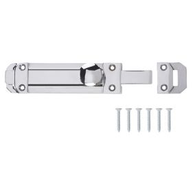 Smith & Locke Silver Chrome-plated Zinc alloy Flat Deadbolt Straight Gate bolt, (L)152mm (BL)114mm