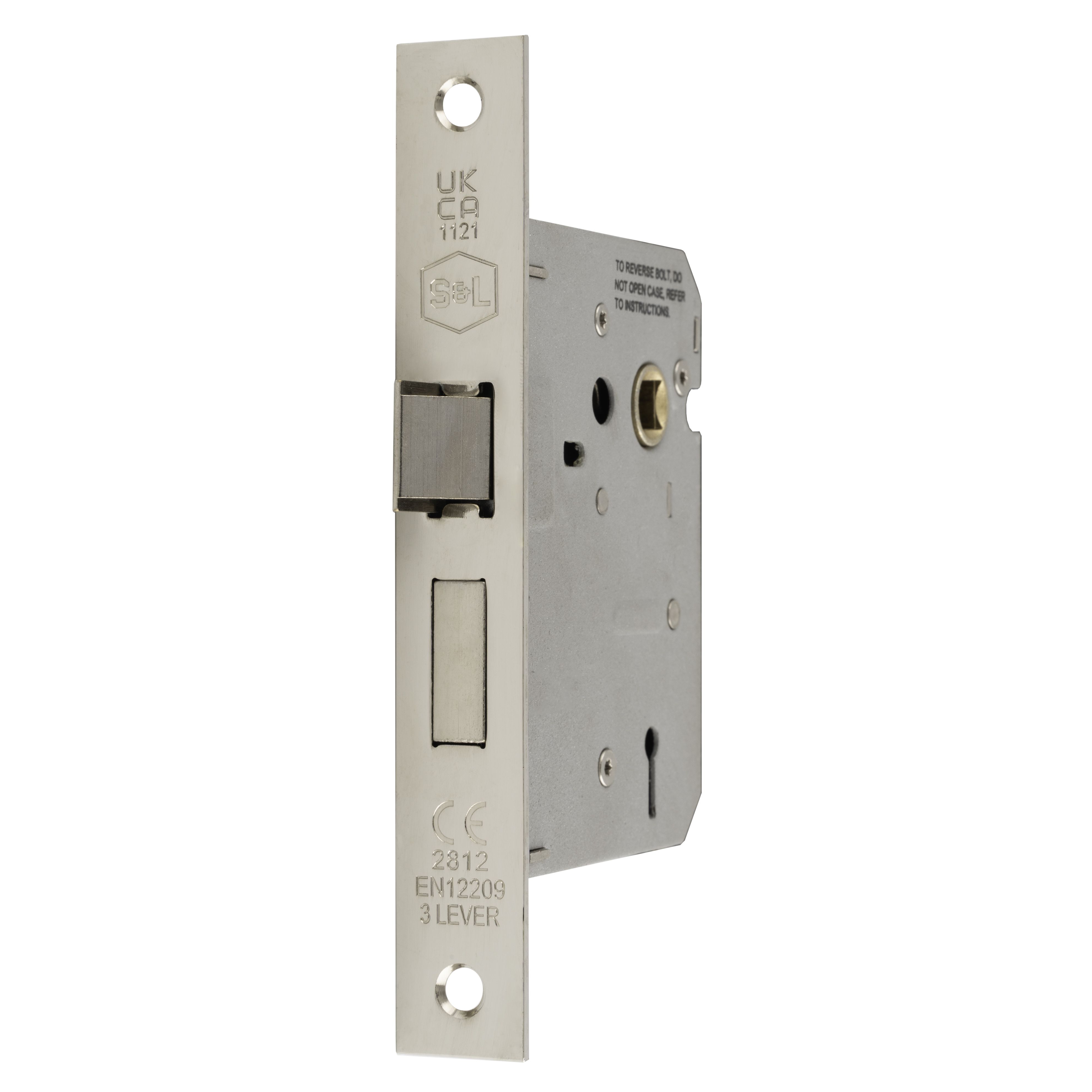 Smith & Locke Silver Steel 3 lever Fire-rated Sashlock (W)76mm