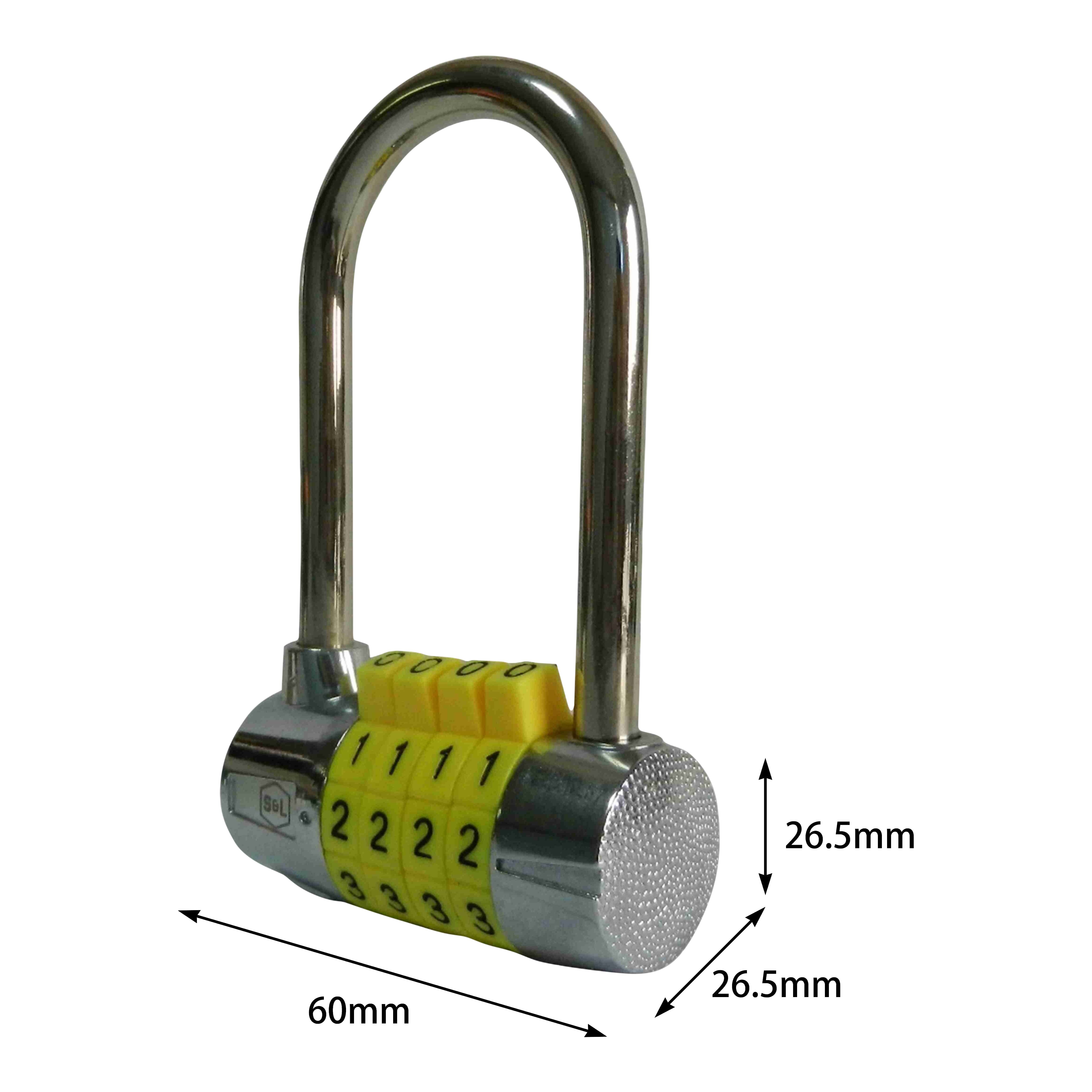 Smith & Locke Silver & yellow Zinc alloy Resettable combination Closed shackle Padlock (H)98.5mm (W)60mm