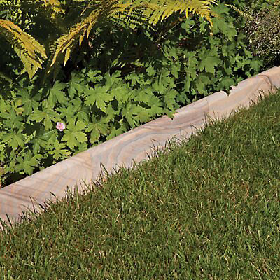 Smooth Natural Sandstone Single Sided, Wooden Garden Borders B Q