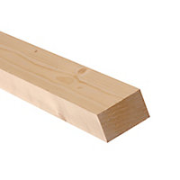 Smooth Planed square edge Spruce Stick timber (L)1.8m (W)96mm (T)34mm 253276, Pack of 6