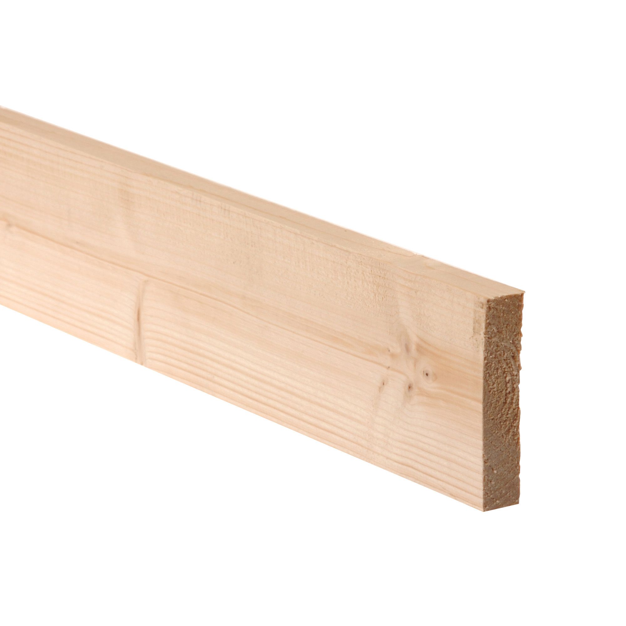 Smooth Planed square edge Spruce Stick timber (L)2.1m (W)126mm (T)28mm 253258, Pack of 6