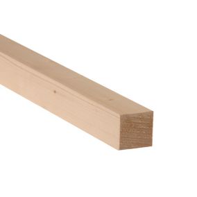 Smooth Planed Square edge Spruce Timber (L)1.8m (W)34mm (T)34mm, Pack of 12