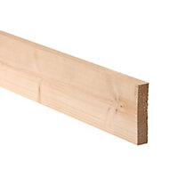 Smooth Planed Square edge Spruce Timber (L)1.8m (W)70mm (T)18mm, Pack of 12