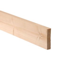 Smooth Planed Square edge Spruce Timber (L)1.8m (W)94mm (T)18mm, Pack of 8