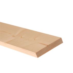 Smooth Planed Square edge Spruce Timber (L)2.4m (W)119mm (T)18mm, Pack of 8