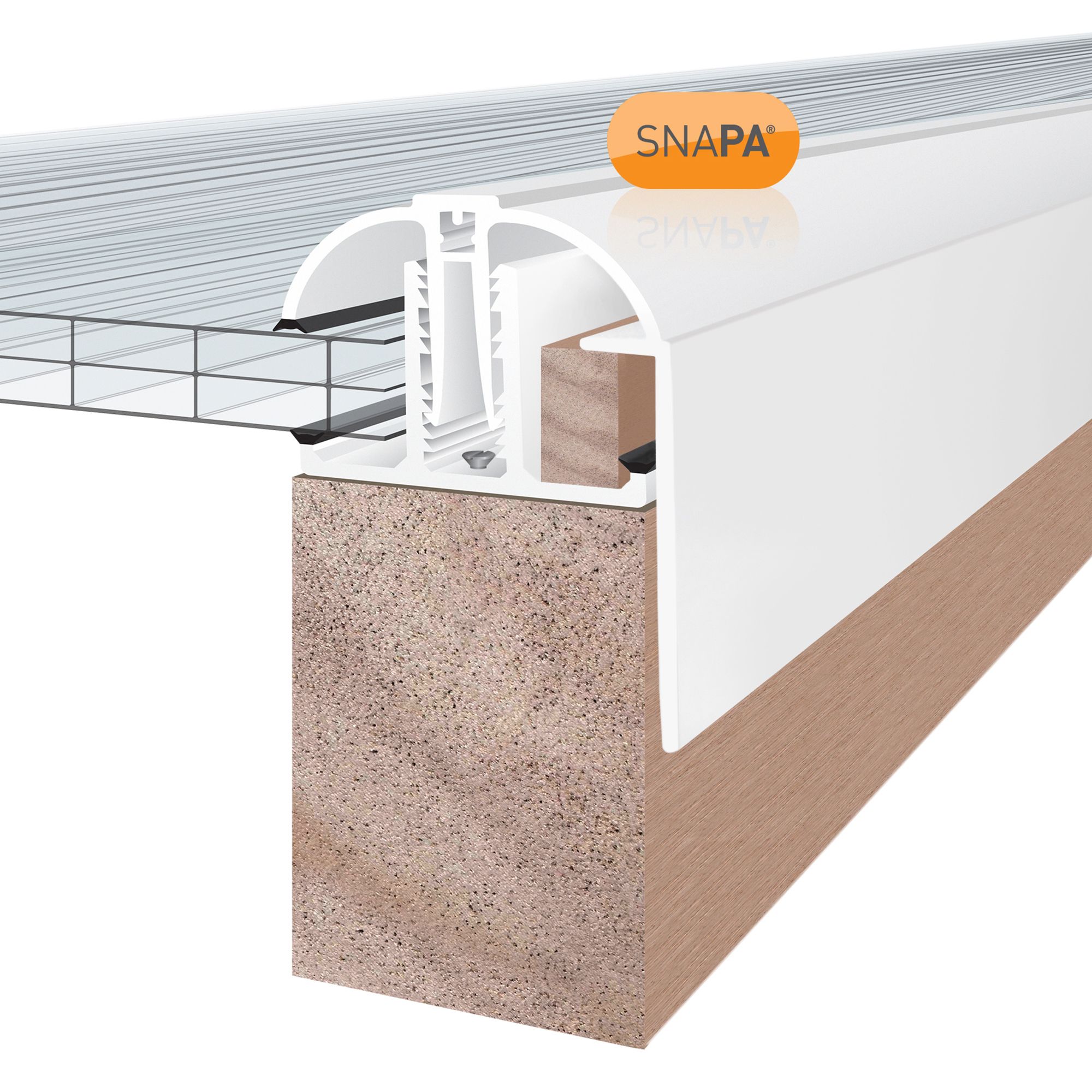 SNAPA White Polyvinyl chloride (PVC) Glazing bar & cap, (L)3m (W)52mm ...