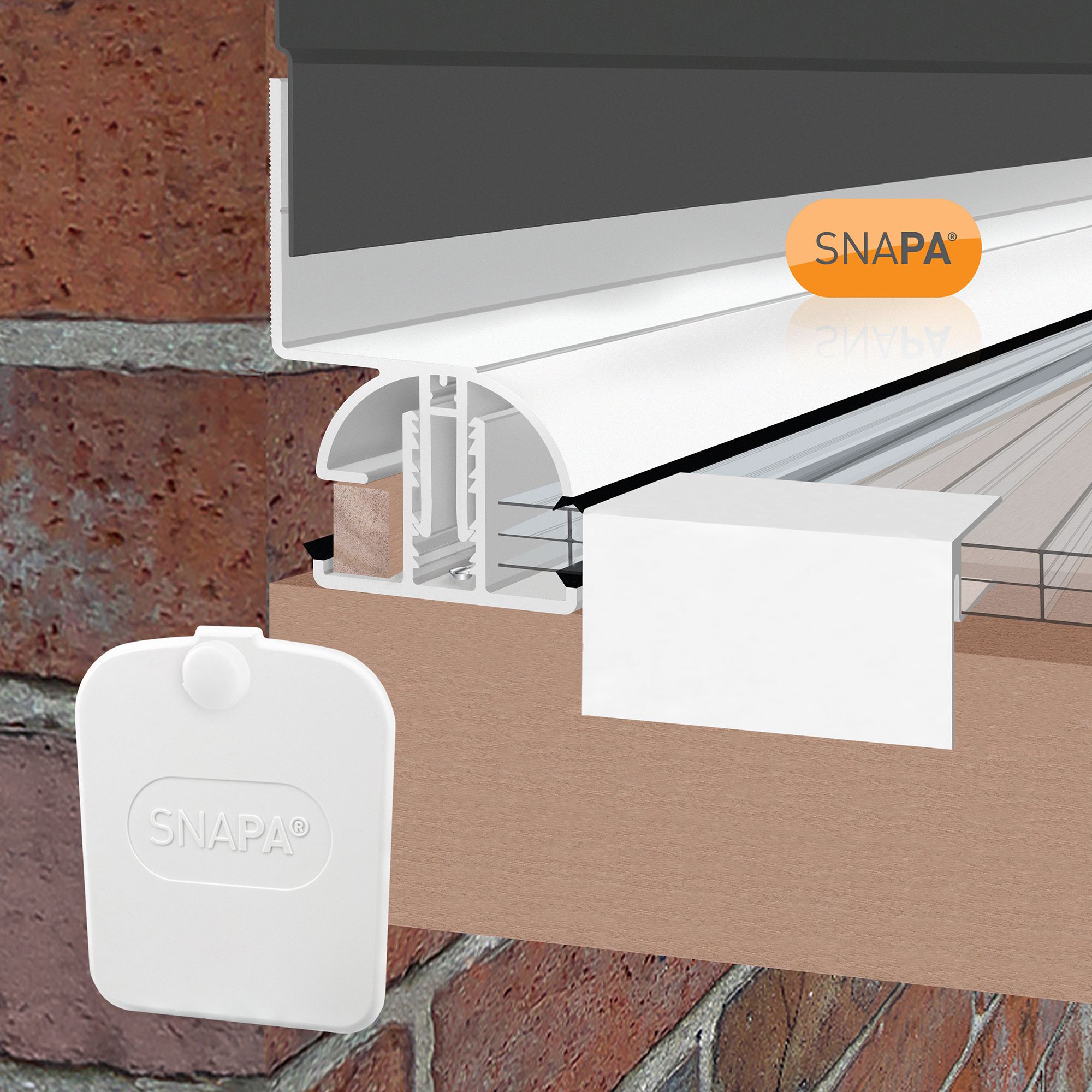 SNAPA White Polyvinyl chloride (PVC) Roof wall bar, (L)3m (W)55mm (T)105mm