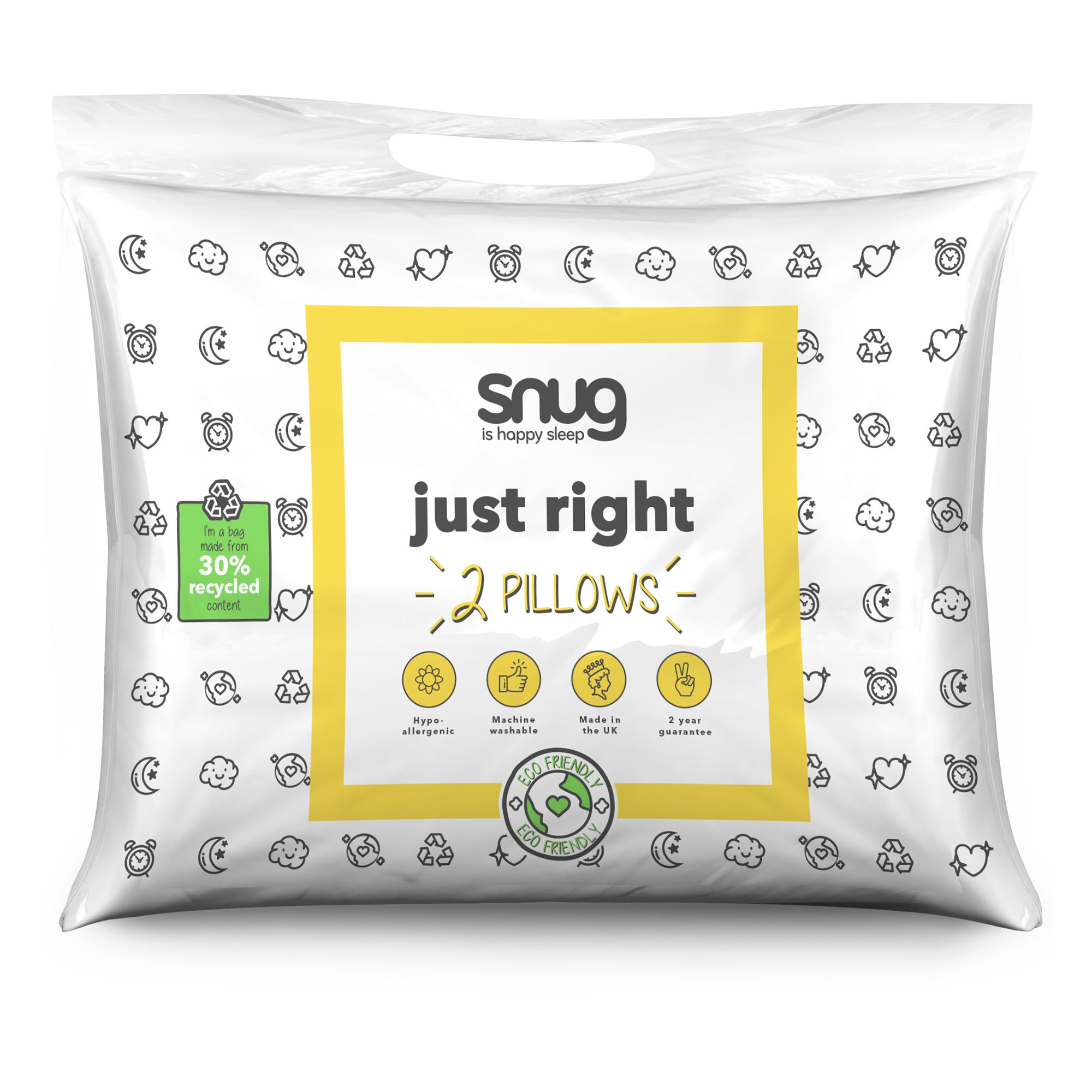 Snug Just right Medium Hypoallergenic Pillow, Pair of 2