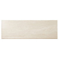 Soft travertin Beige Gloss Stone effect Ceramic Indoor Wall Tile, Pack of 9, (L)600mm (W)200mm