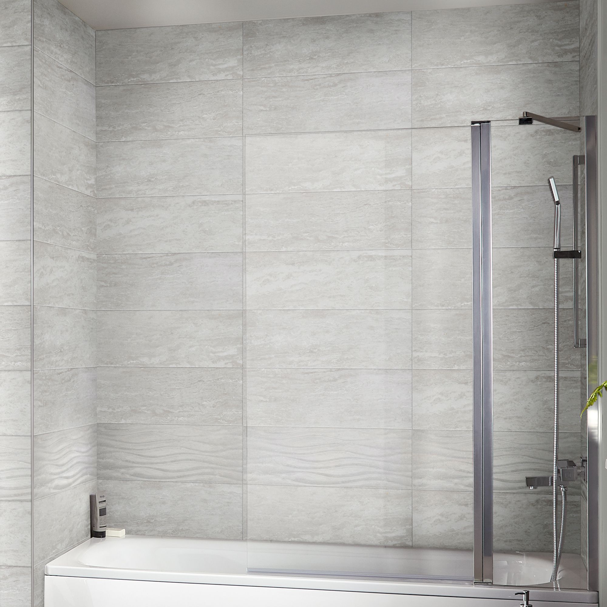 Soft travertin Light grey Gloss Stone effect Ceramic Indoor Tile - 7
