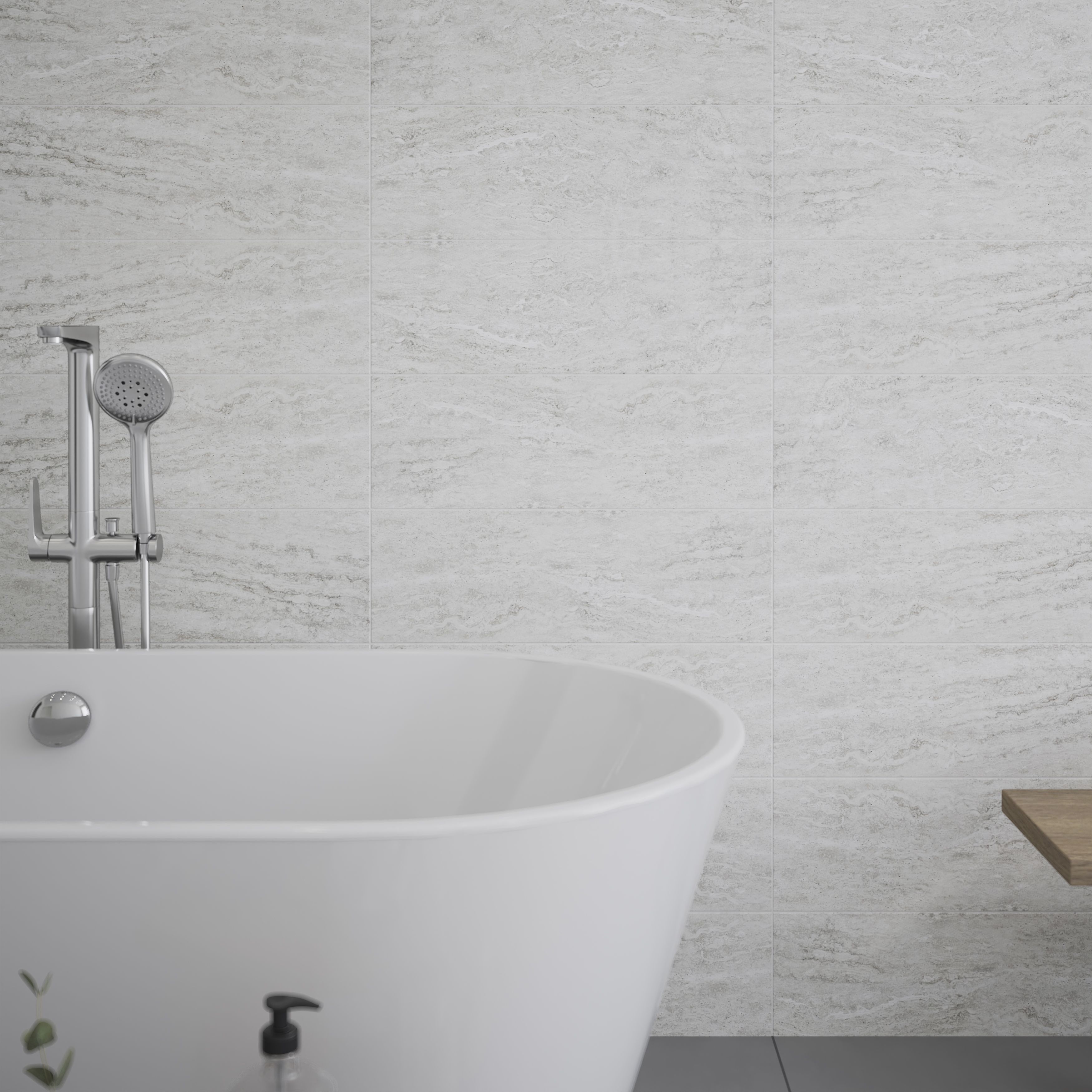 Soft travertin Light grey Matt Stone effect Ceramic Indoor Wall tile - 6