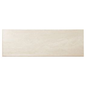 Soft travertine Beige Gloss Plain Stone effect Ceramic Wall Tile Sample