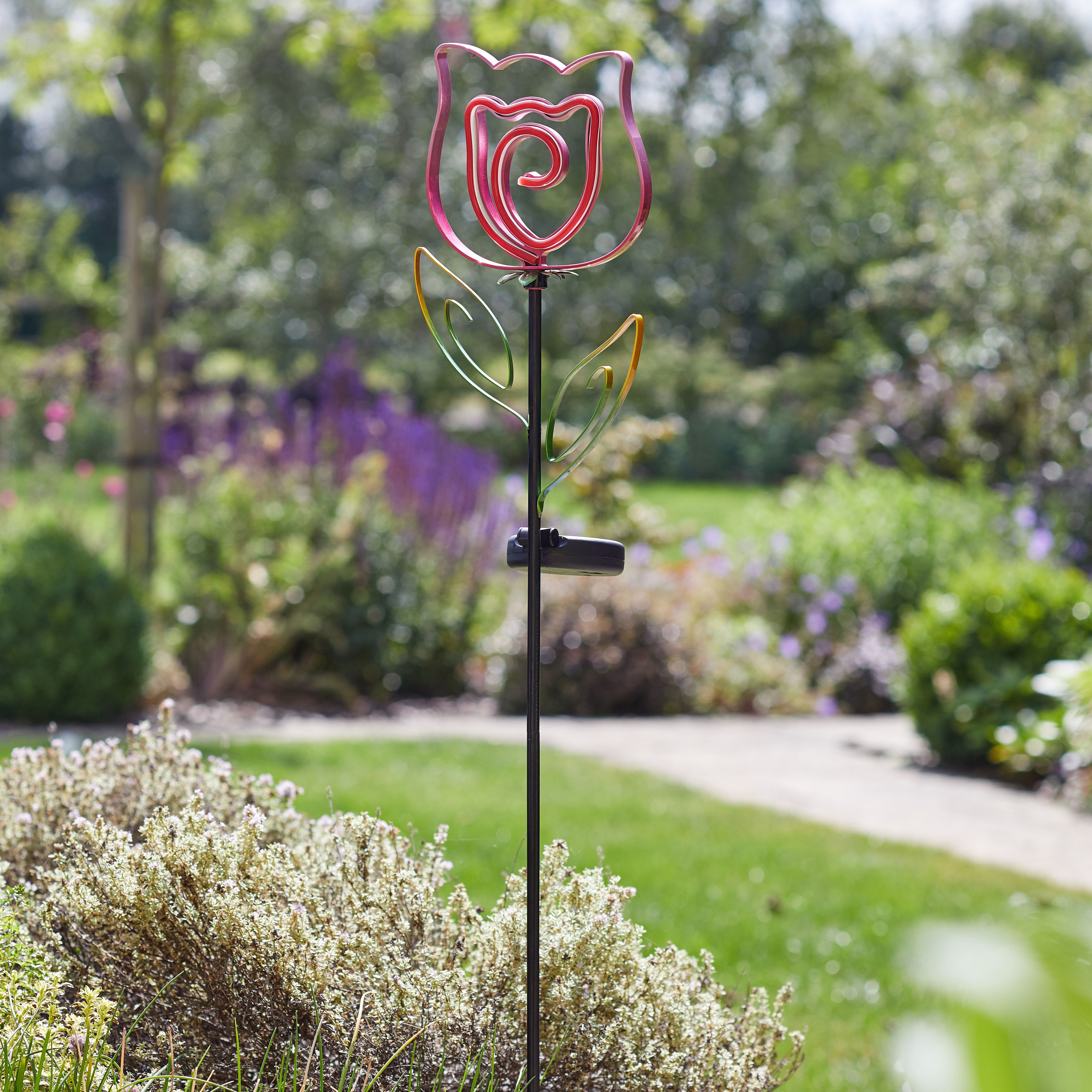 Solar Esque Blue pink Neon effect Floral Solar powered LED