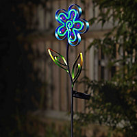 Solar Esque Blue & pink Neon effect Floral Solar-powered LED Outdoor Decorative light