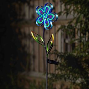 Solar Esque Blue & pink Neon effect Floral Solar-powered LED Outdoor Decorative light