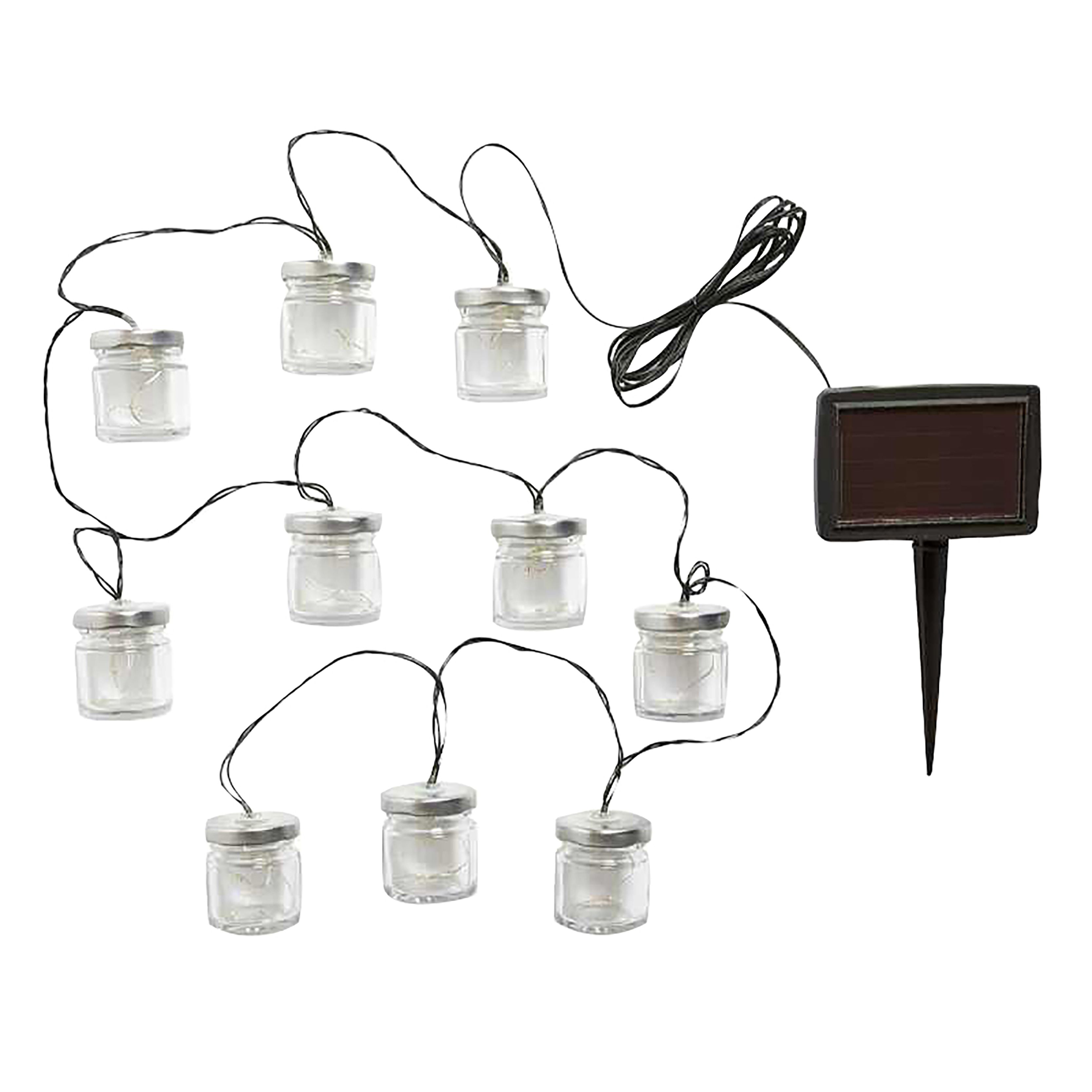 Solar Firefly jar Solar-powered Warm white 10 LED Outdoor String lights