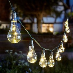 Solar Lightbulb Solar-powered Warm white 10 LED Outdoor String lights