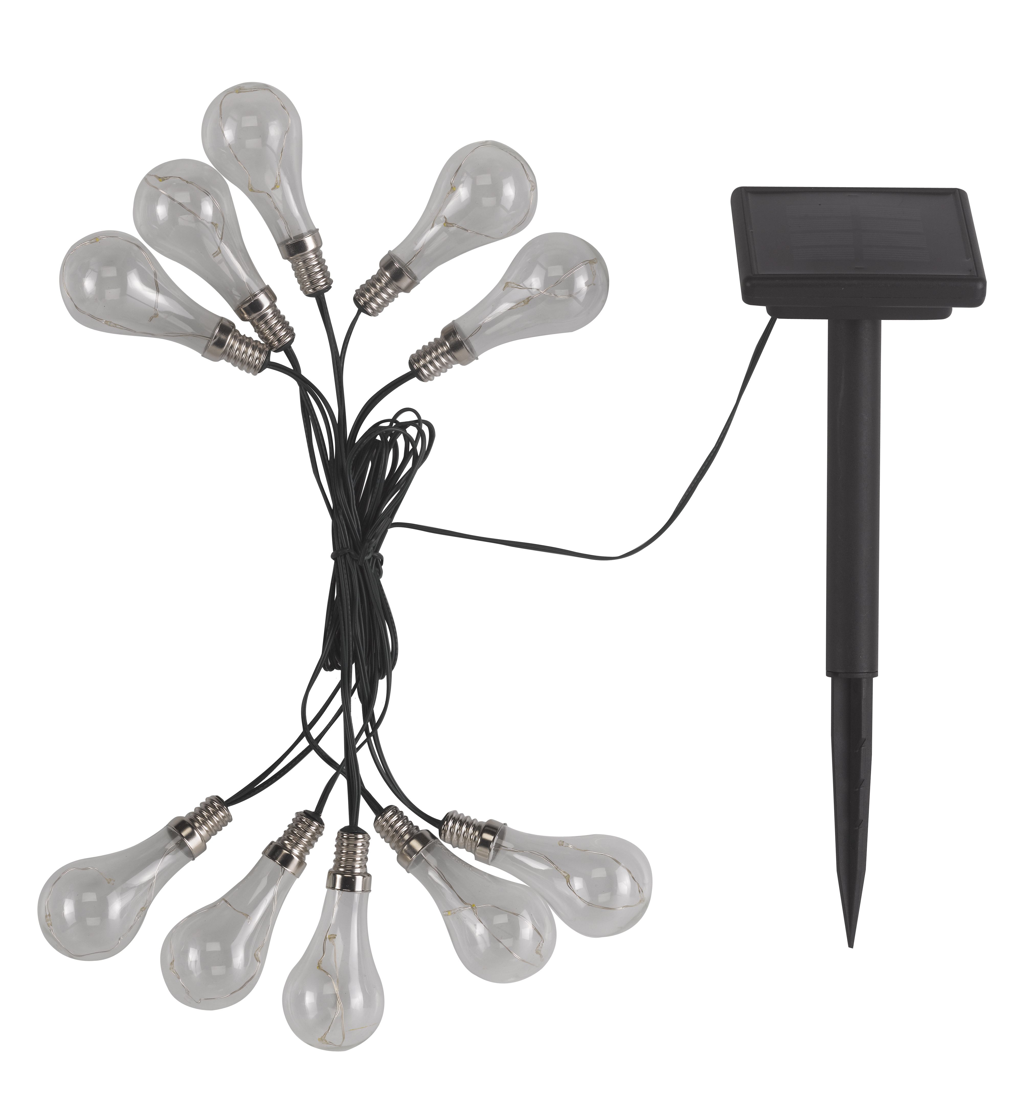 Solar Lightbulb Solar-powered Warm white 10 LED Outdoor String lights