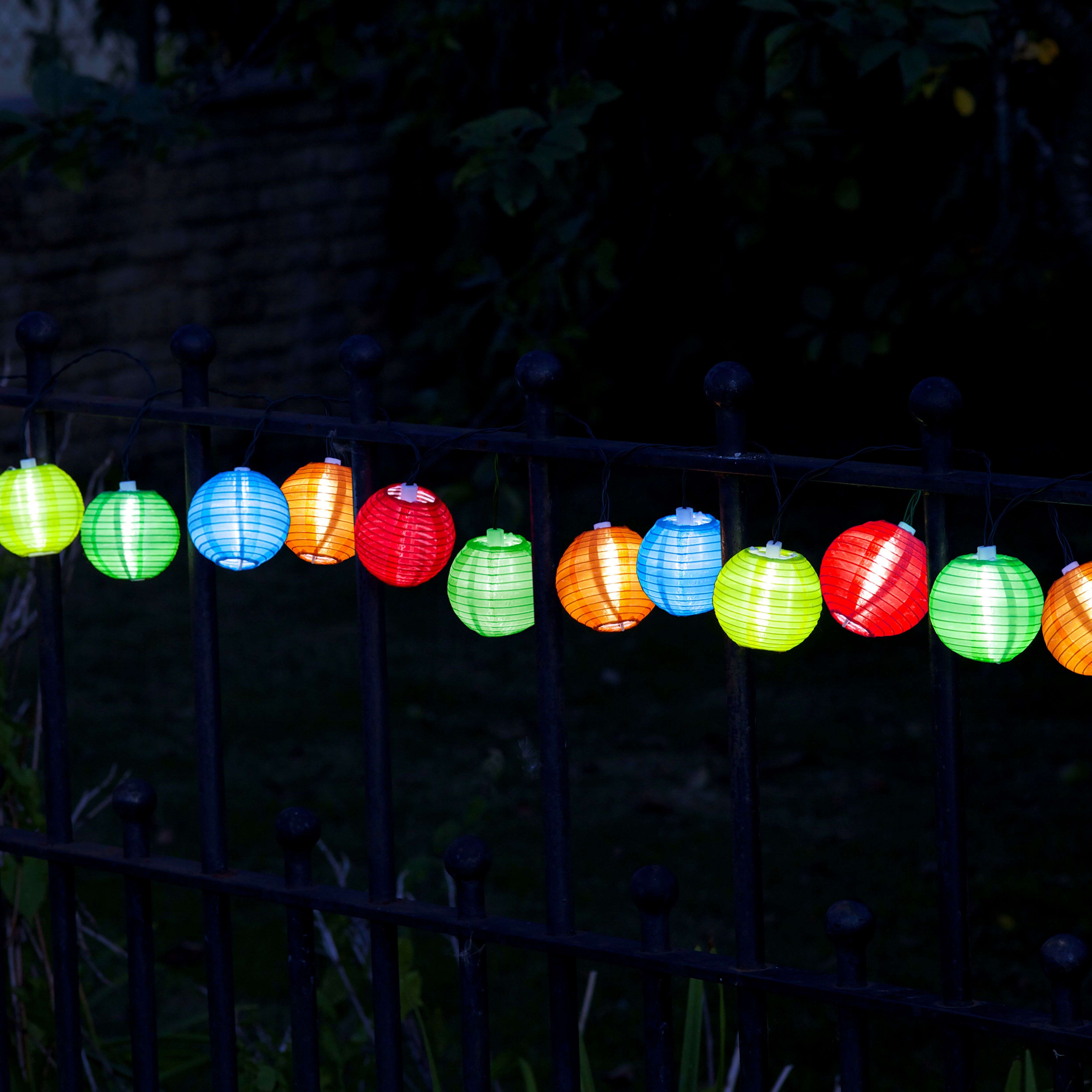 Solar Paper lantern Solar-powered Warm white 10 LED Outdoor String lights