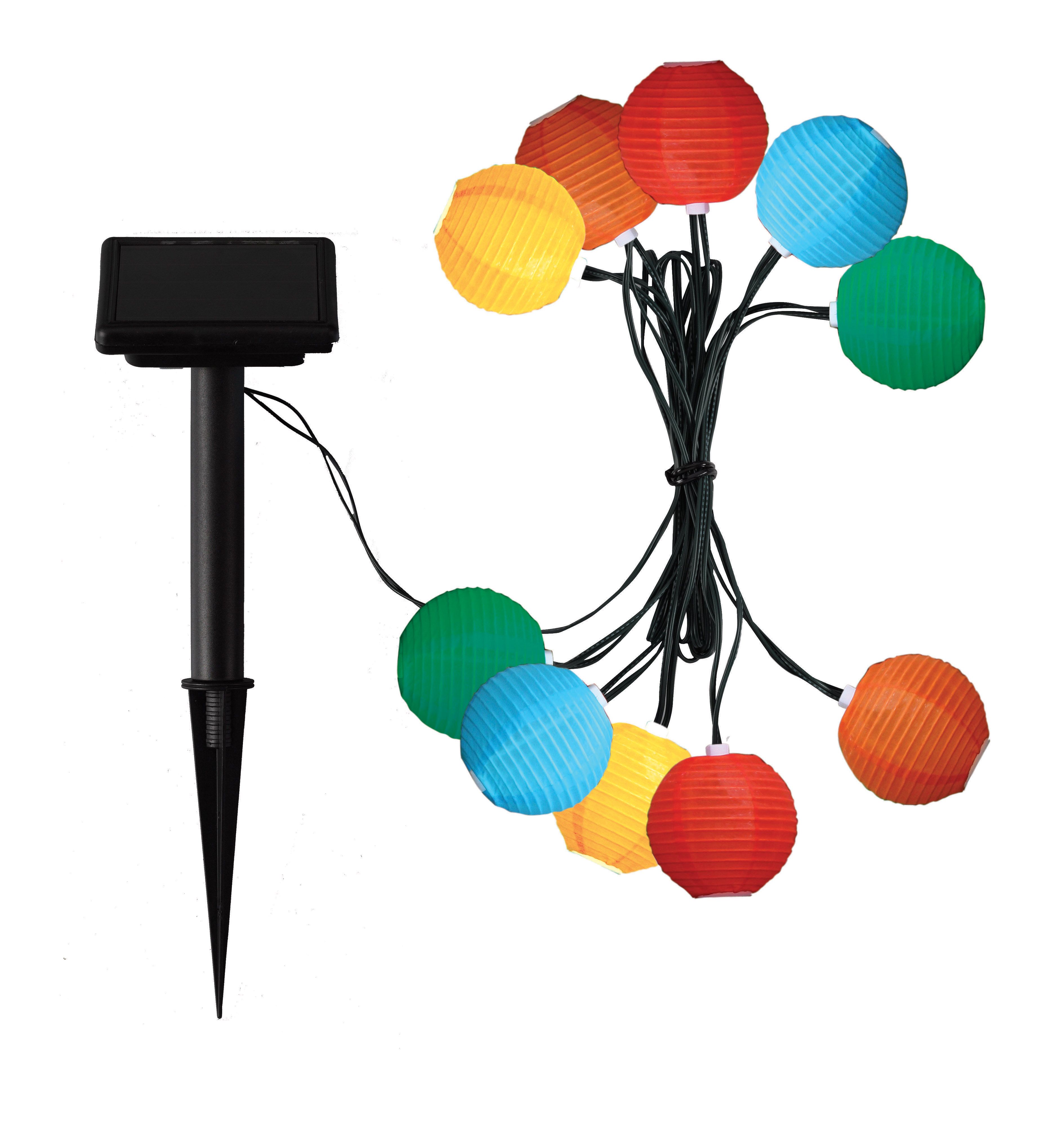 Solar Paper lantern Solar-powered Warm white 10 LED Outdoor String lights