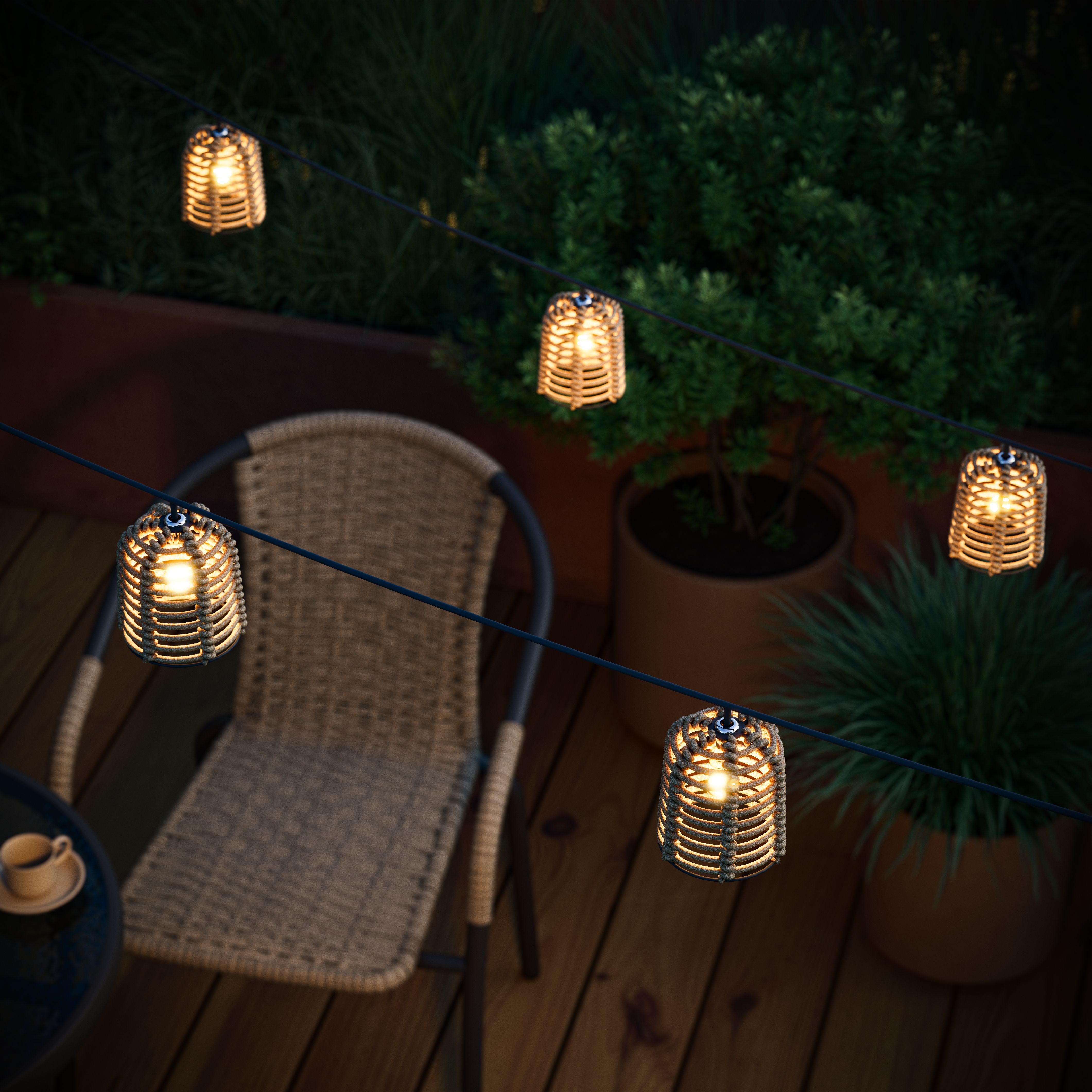 Solar-powered Warm white 10 Integrated LED Outdoor String lights
