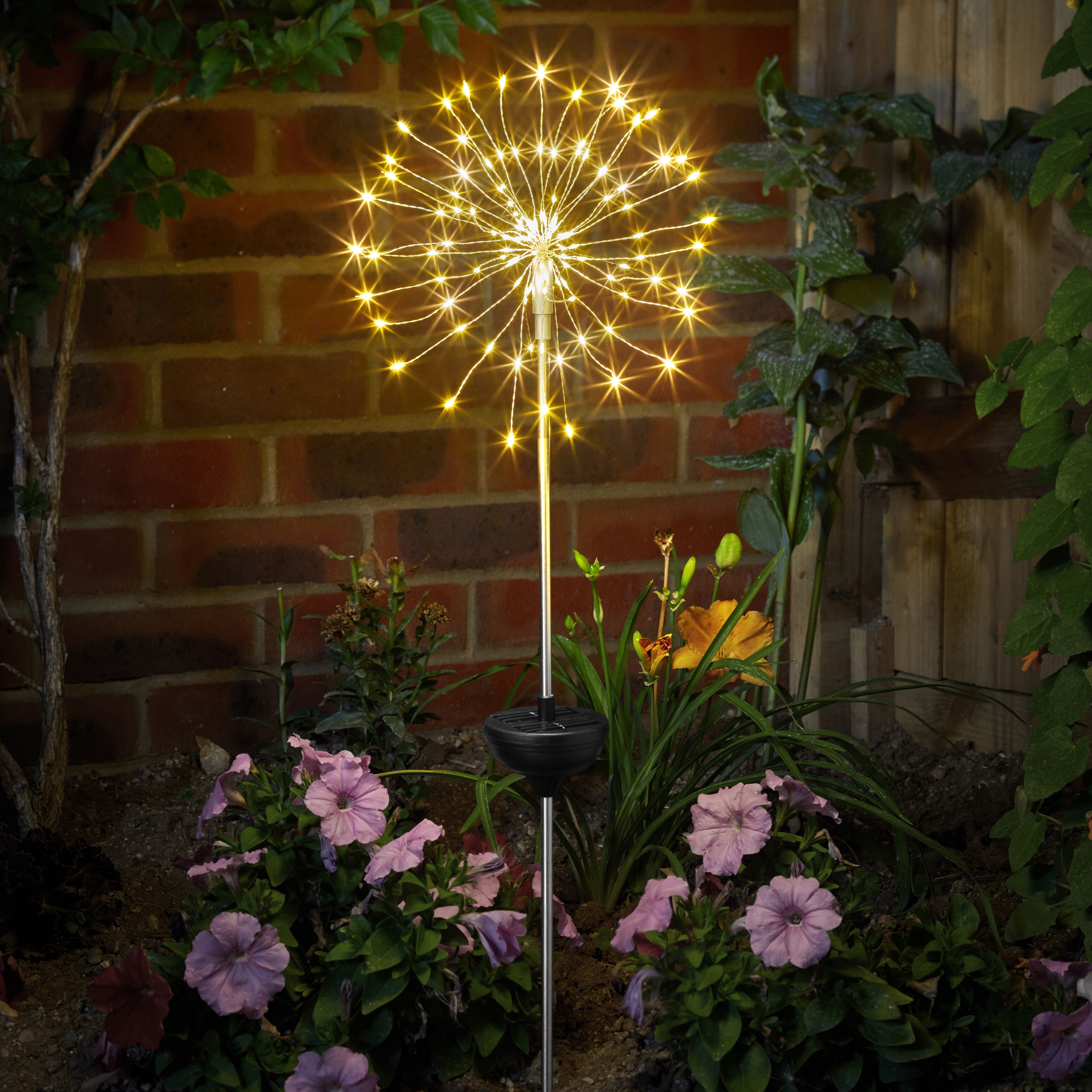 Solar Silver effect Starburst Solar powered LED Outdoor Stake