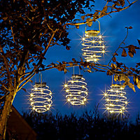 Solar Spiral Solar-powered Warm white LED Outdoor String lights, Pack of 4