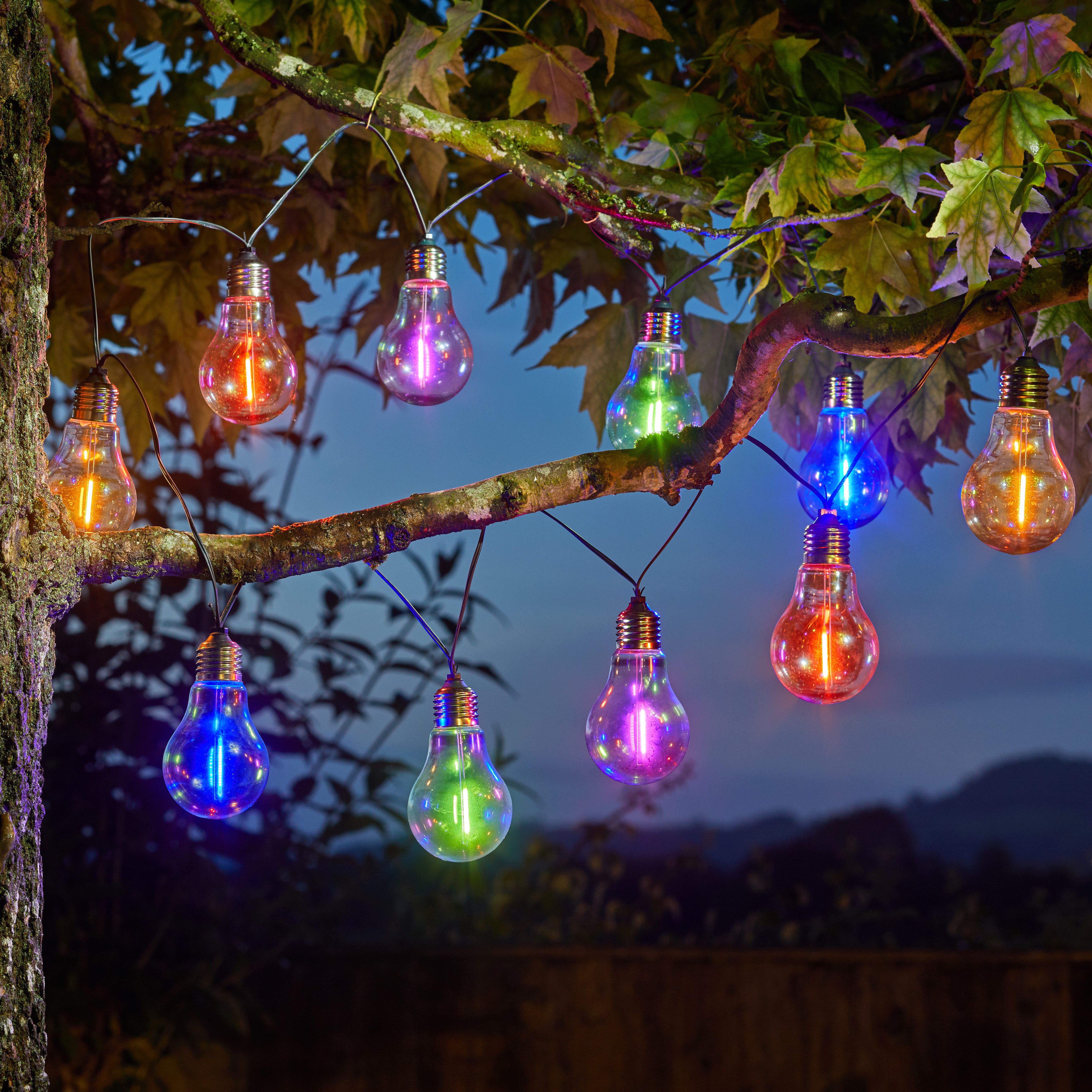 Solar Vintage Solar-powered Multicolour 10 LED Outdoor String lights